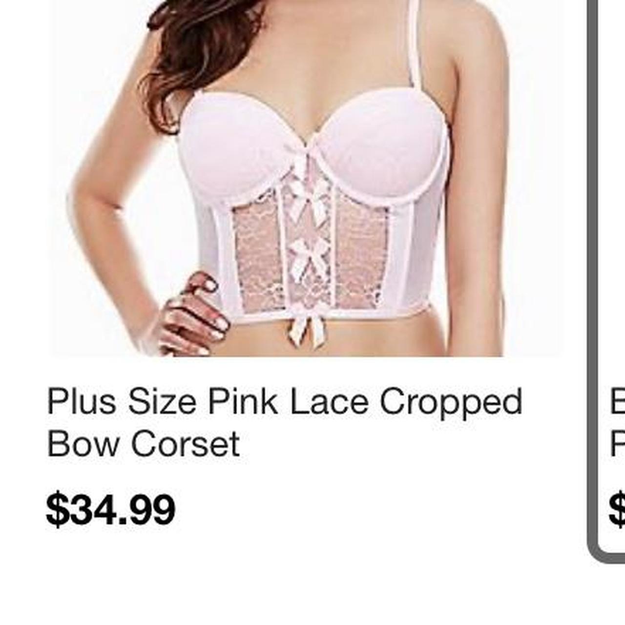 Plus Size Pink Lace Cropped Bow Corset - Spencer's