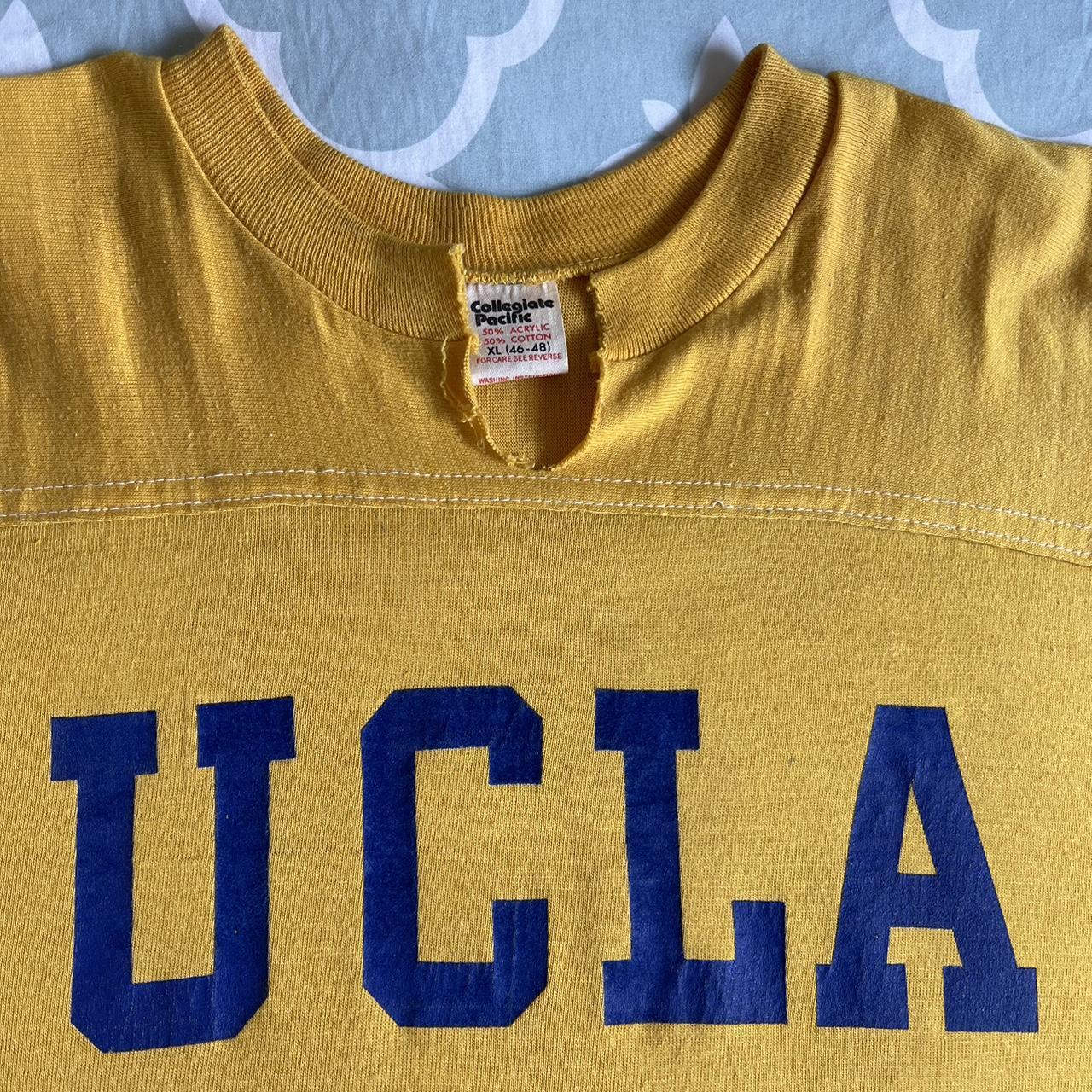 Vintage 80s Collegiate Pacific UCLA T-Shirt Yellow... - Depop