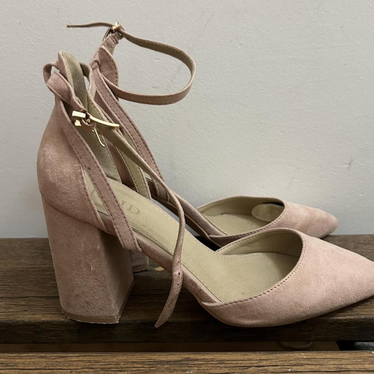 Raid wide fit blush block heels. Excellent used... Depop