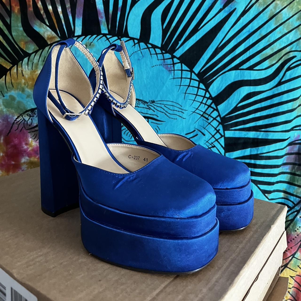 Blue platform heels, never been worn #platform... - Depop