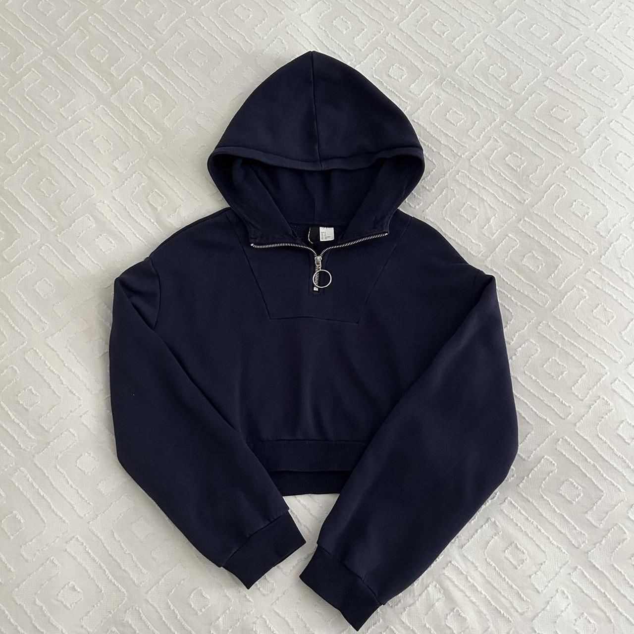 H&M Navy Cropped Hoodie, in