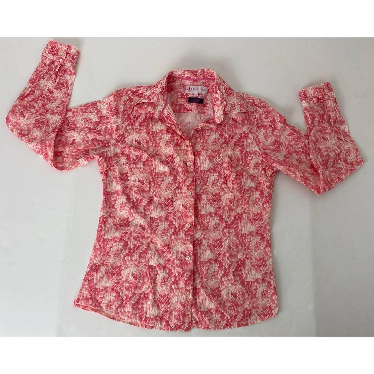 Dudalina Liberty Wearable Art Button Down Shirt Pink... - Depop