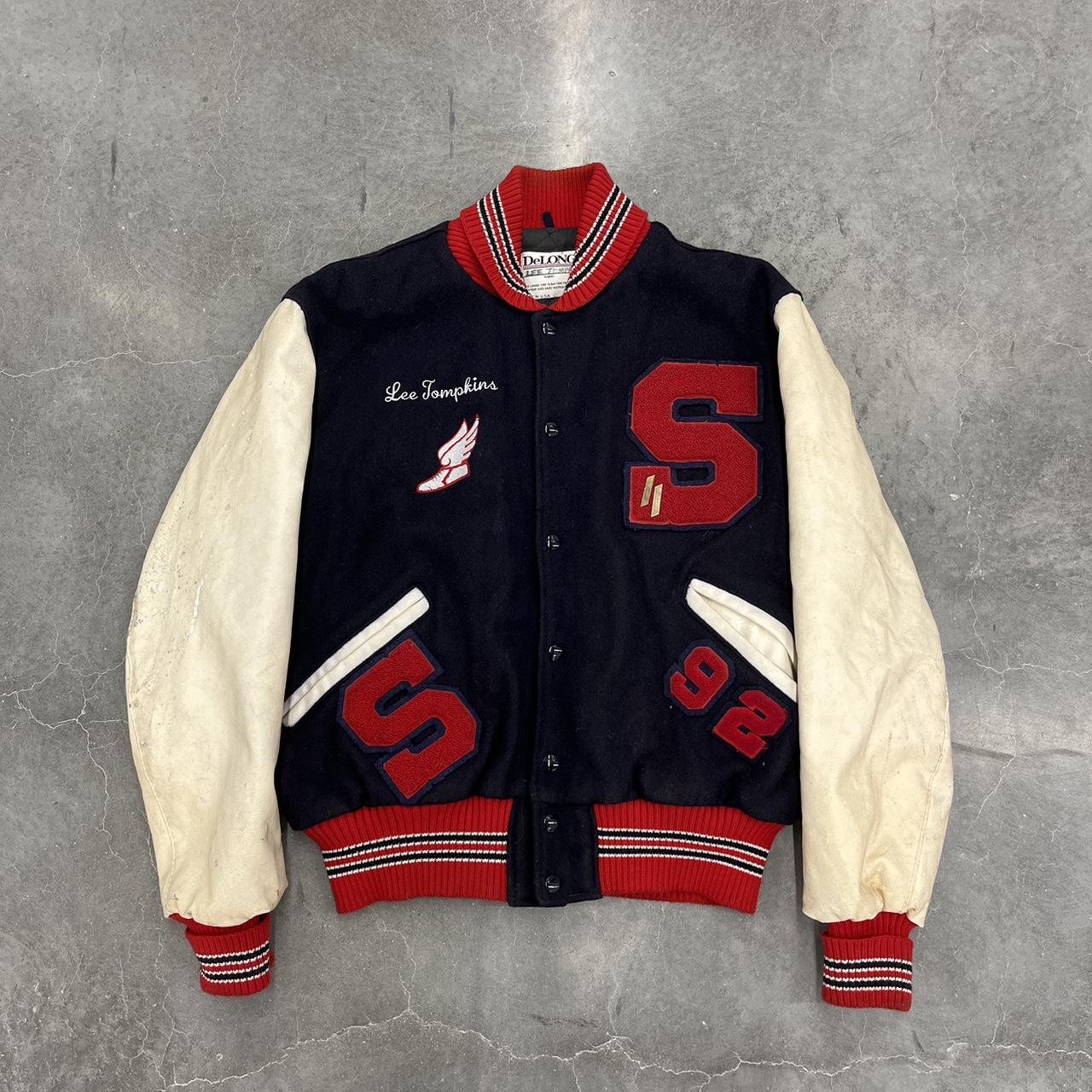 Vintage 1992 track varsity jacket Vintage 90s... - Depop