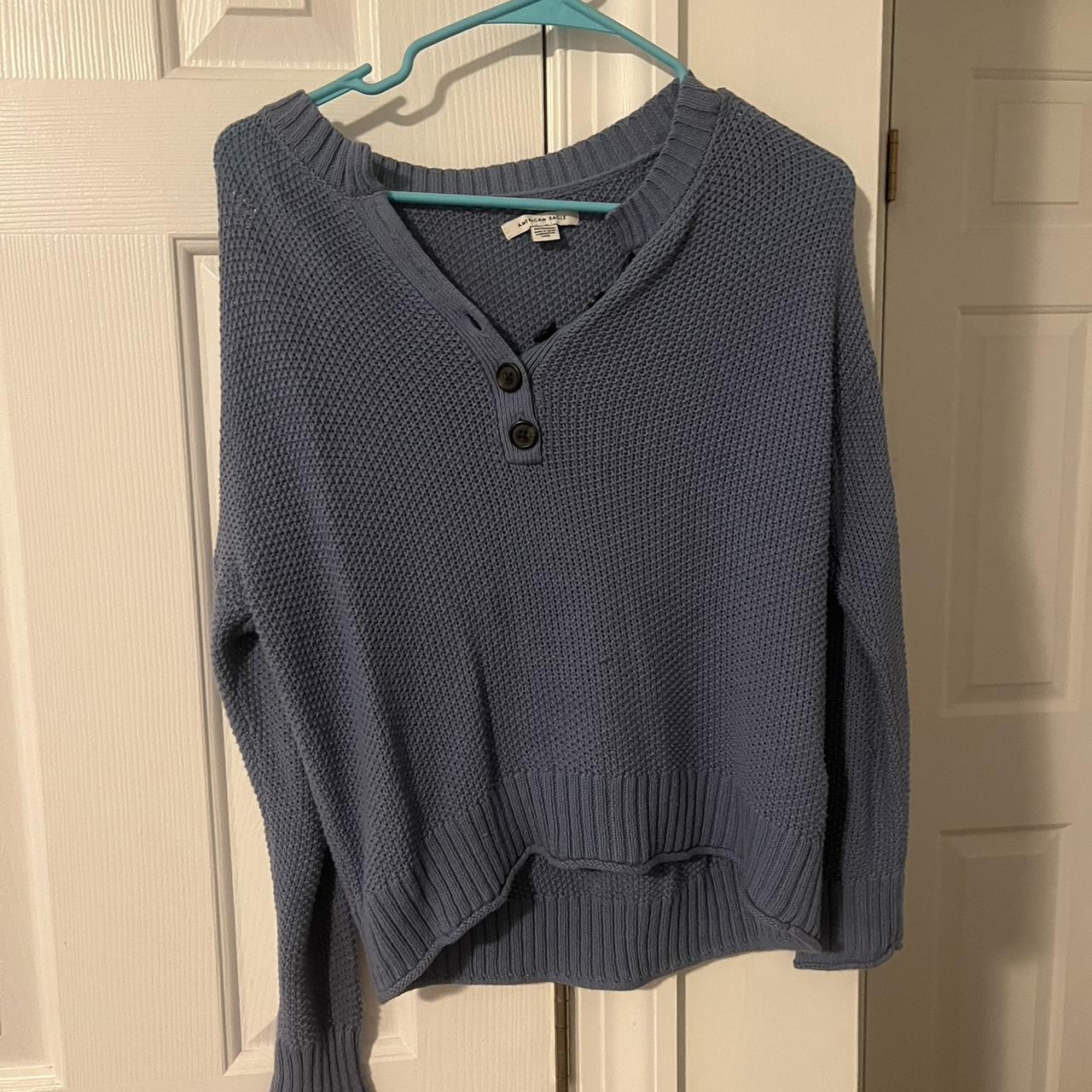 aerie cute blue sweater size xs worn once #aerie... - Depop