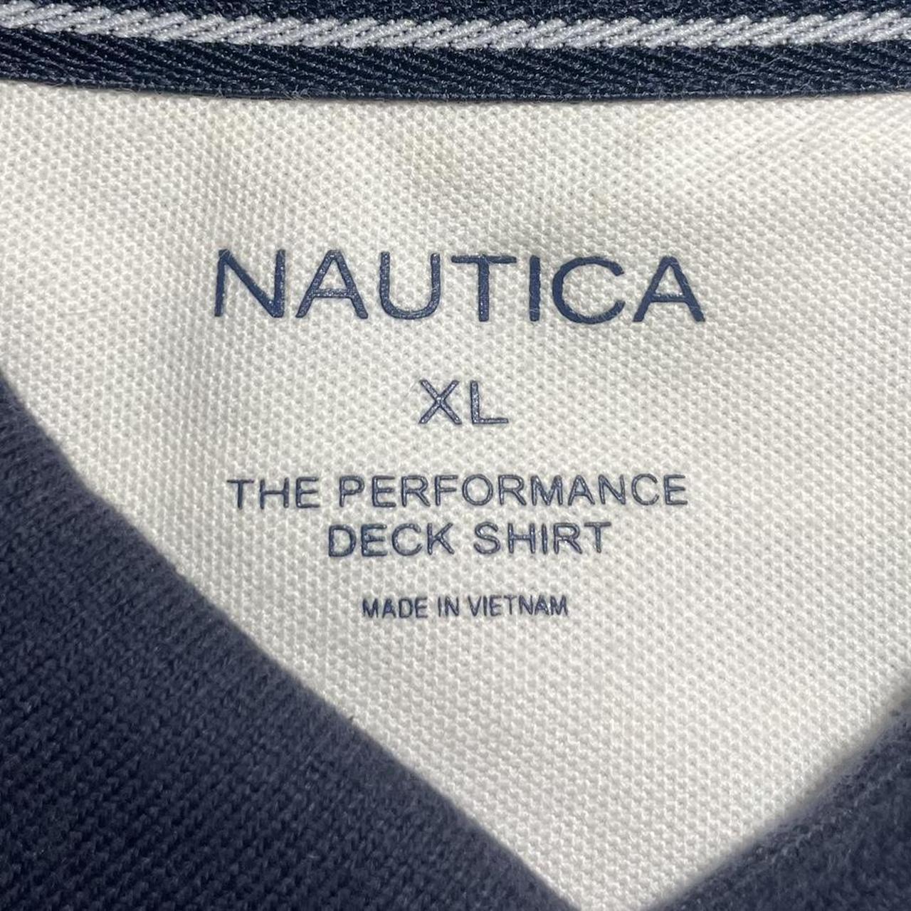 Striped Nautica Polo Performance Deck Shirt Navy - Depop