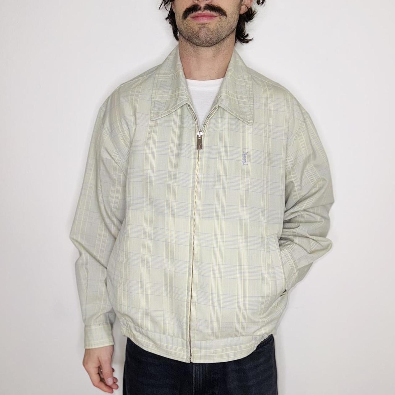 Yves Saint Laurent Men's Bomber Jacket Green/Cream M – Vintage