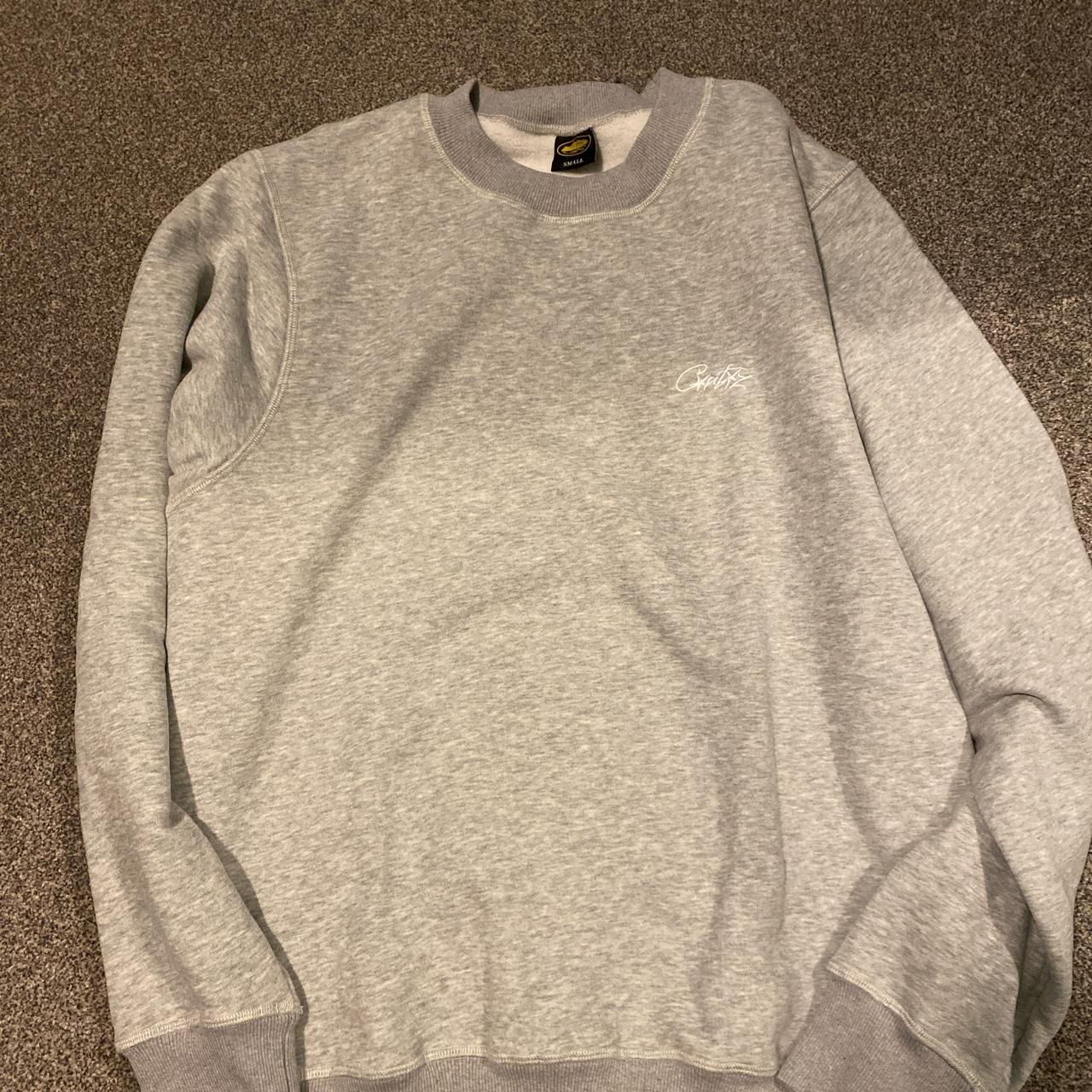 Corteiz Men's Grey and White Sweatshirt | Depop