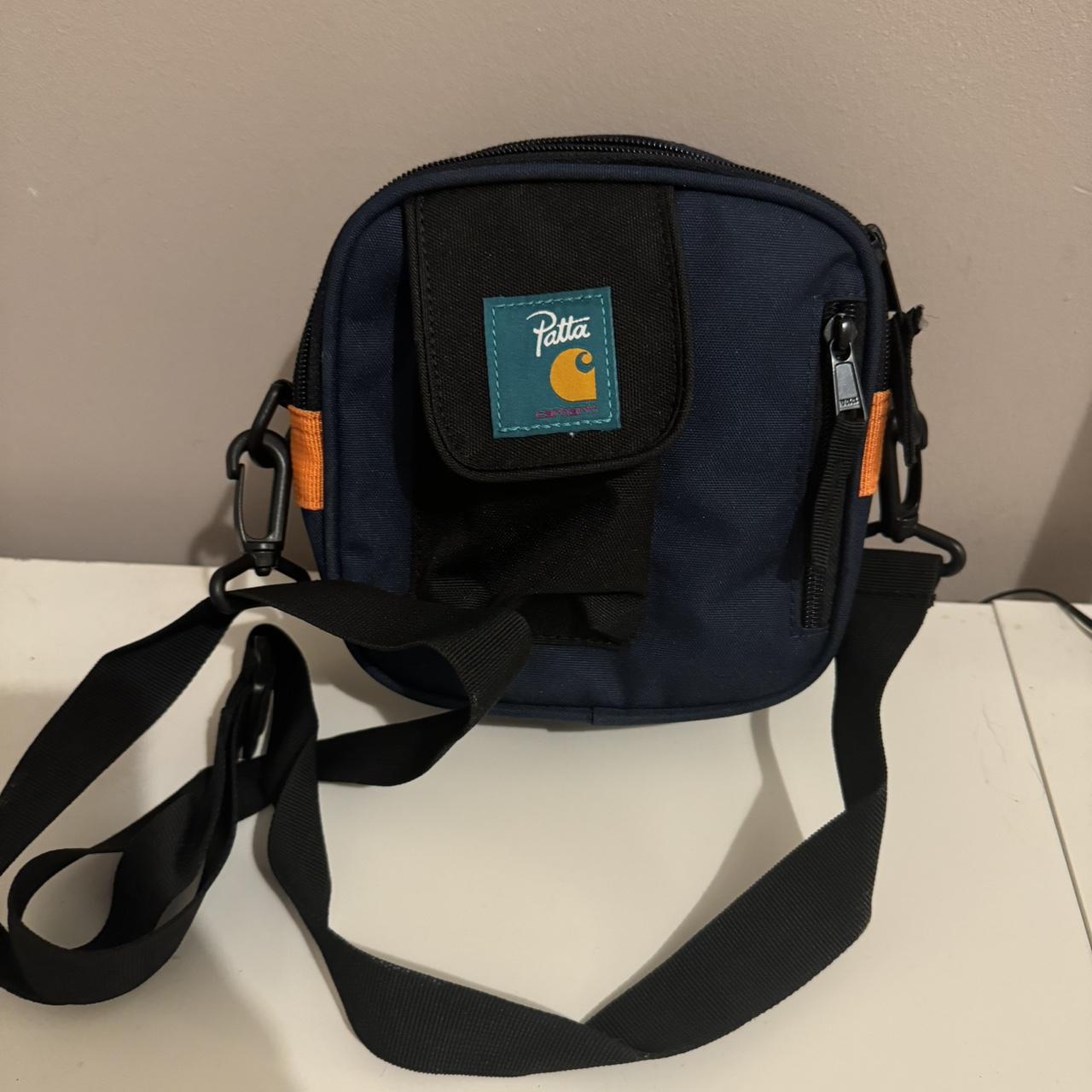 Carhartt WIP navy and blue crossbody bag,