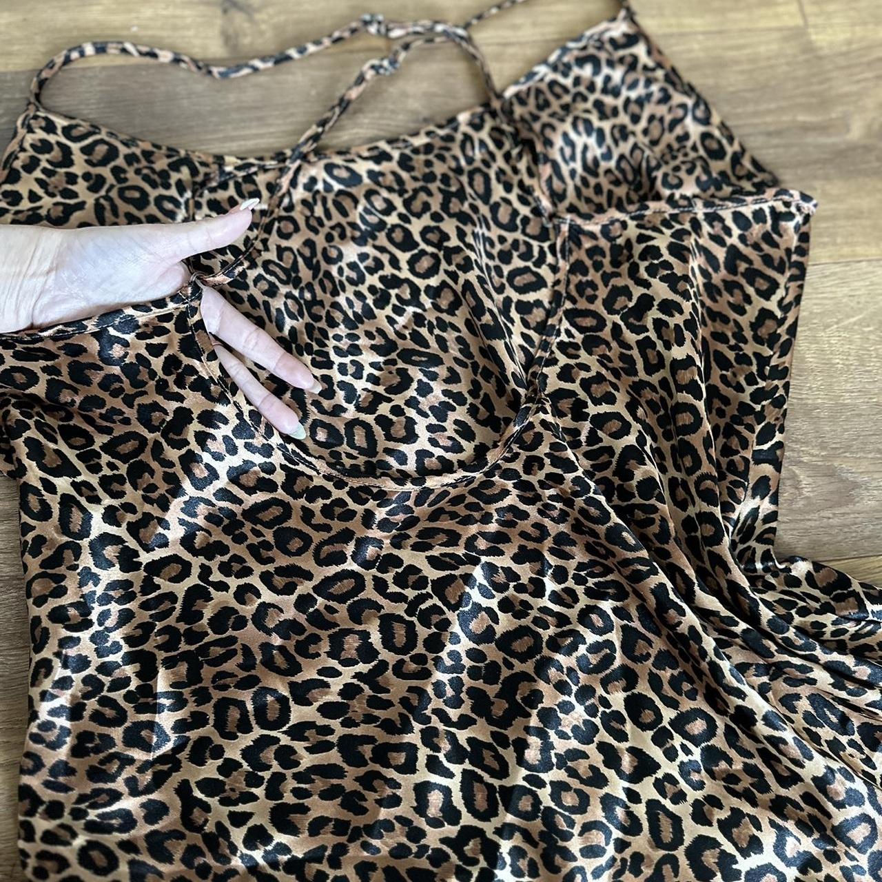 Vintage silky, cheetah print slip dress with... - Depop