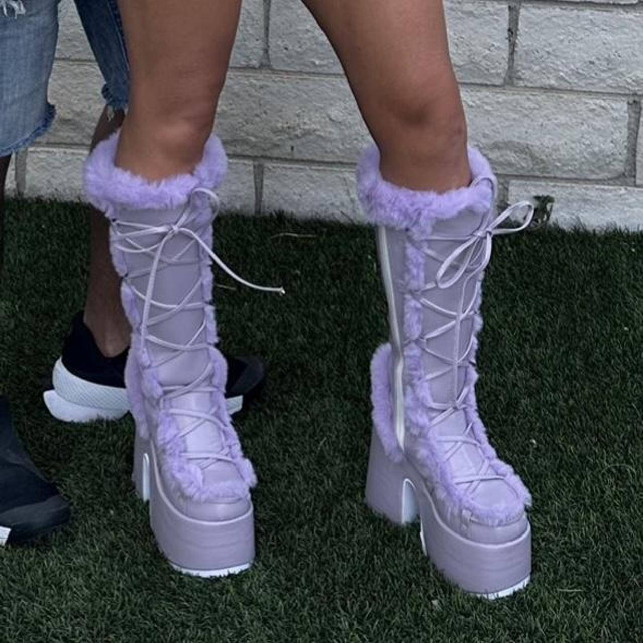 Dolls Kill Women's Purple Boots Depop