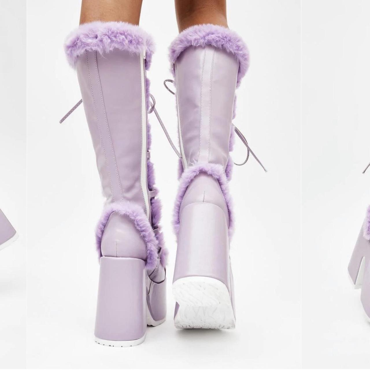 Dolls Kill Women's Purple Boots Depop
