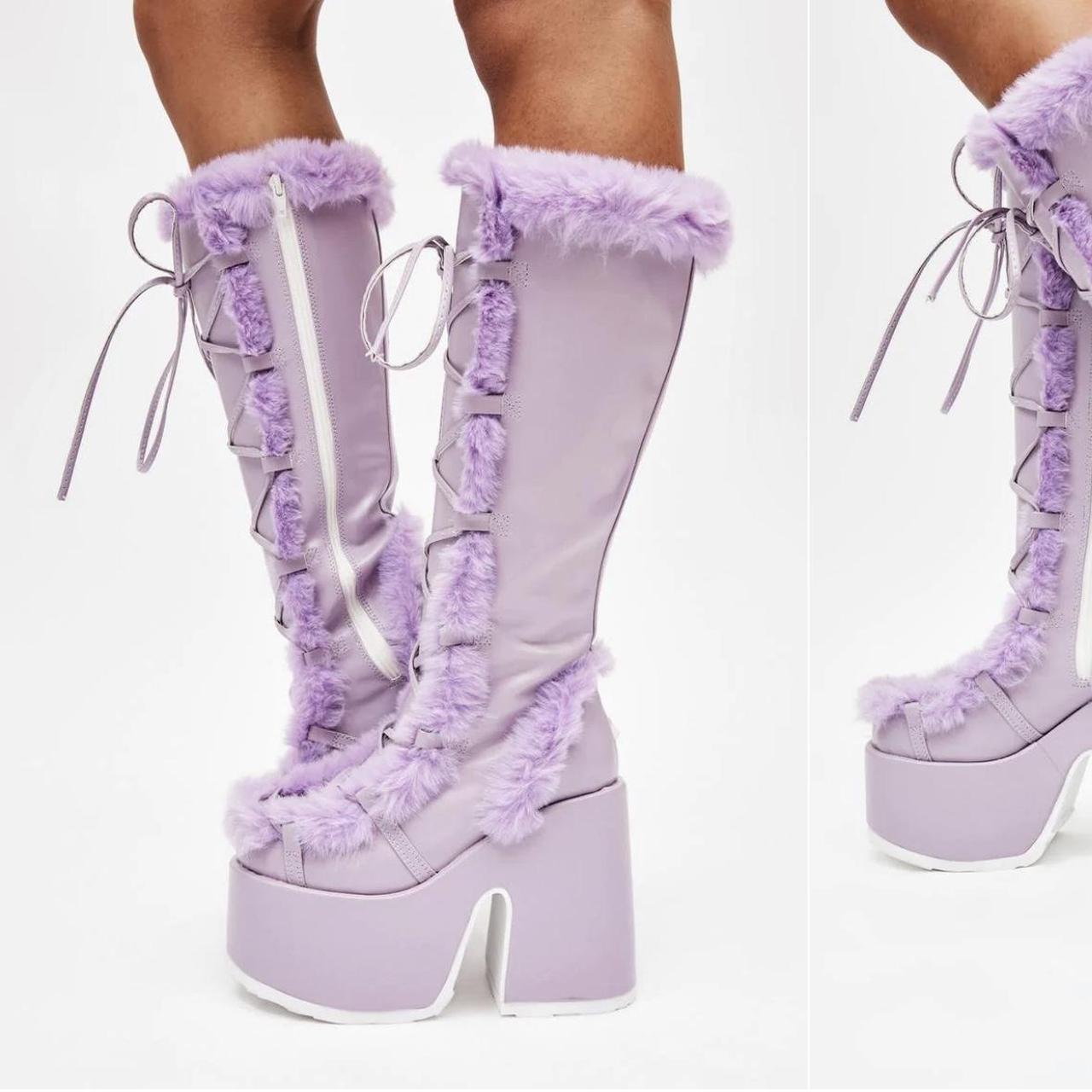 Dolls Kill Women's Purple Boots Depop