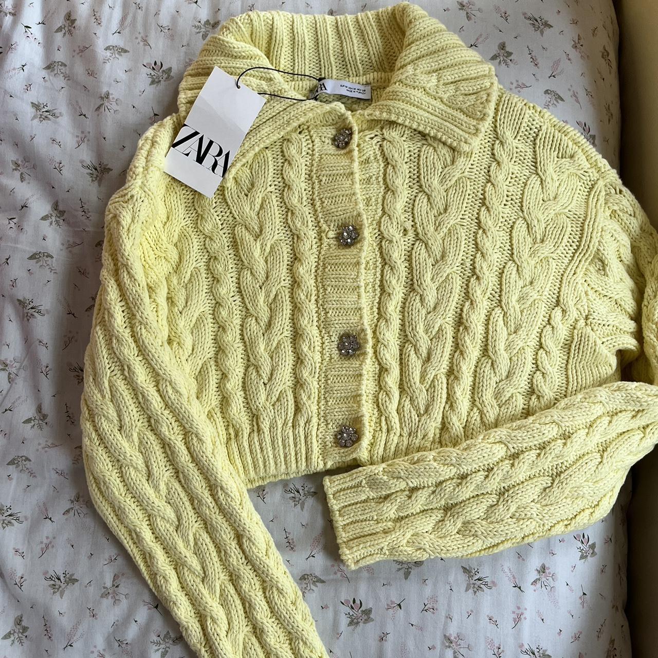 Zara Women's Yellow Cardigan Depop