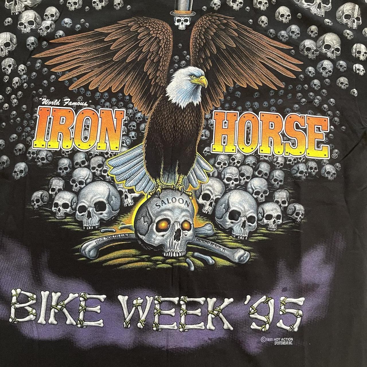 IRON HORSE SALOON 1995 BIKE WEEK FLAMES RETRO VINTAGE BLACK FIRE T outlet SHIRT