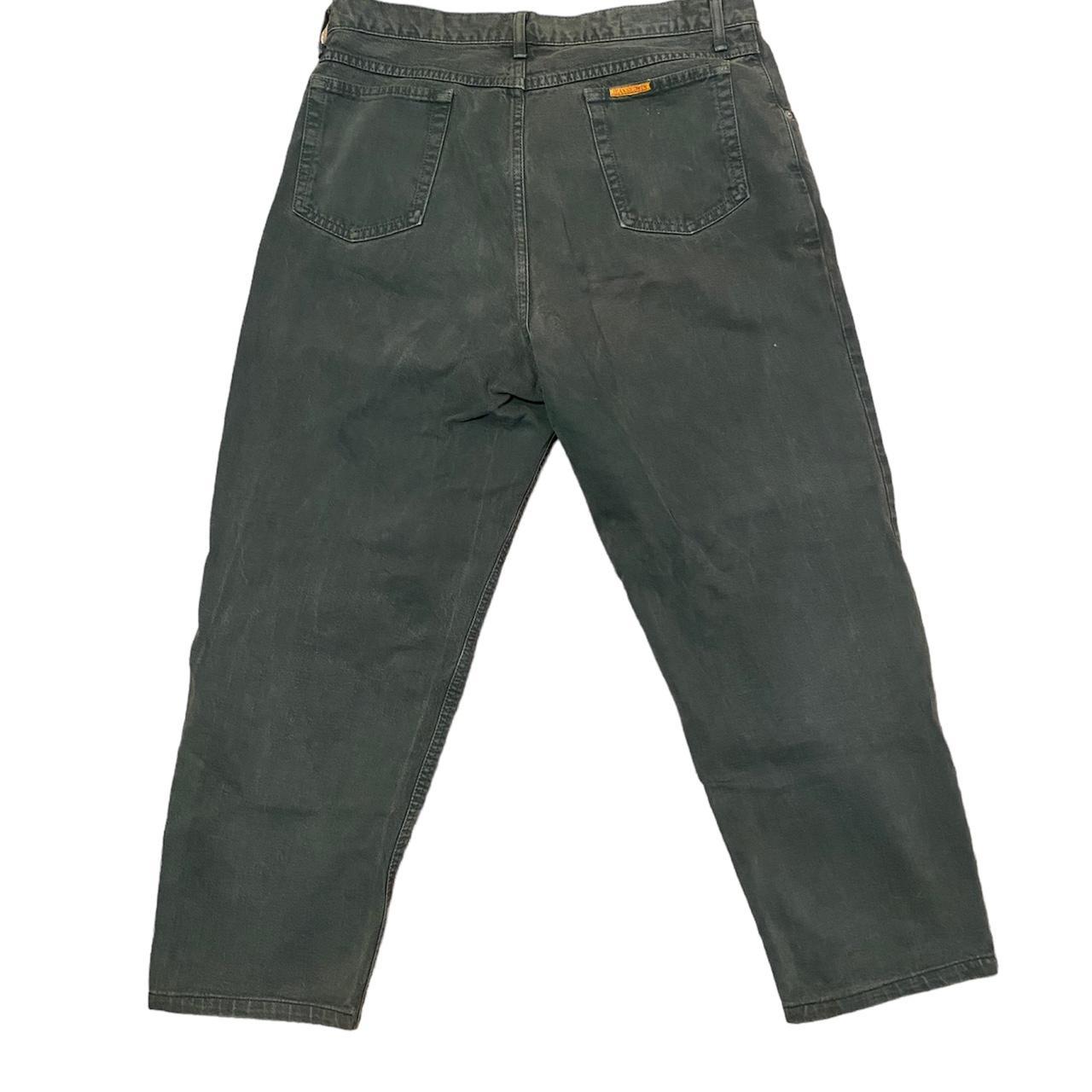 Vintage Japanese Wide fit Denim jeans in green... - Depop
