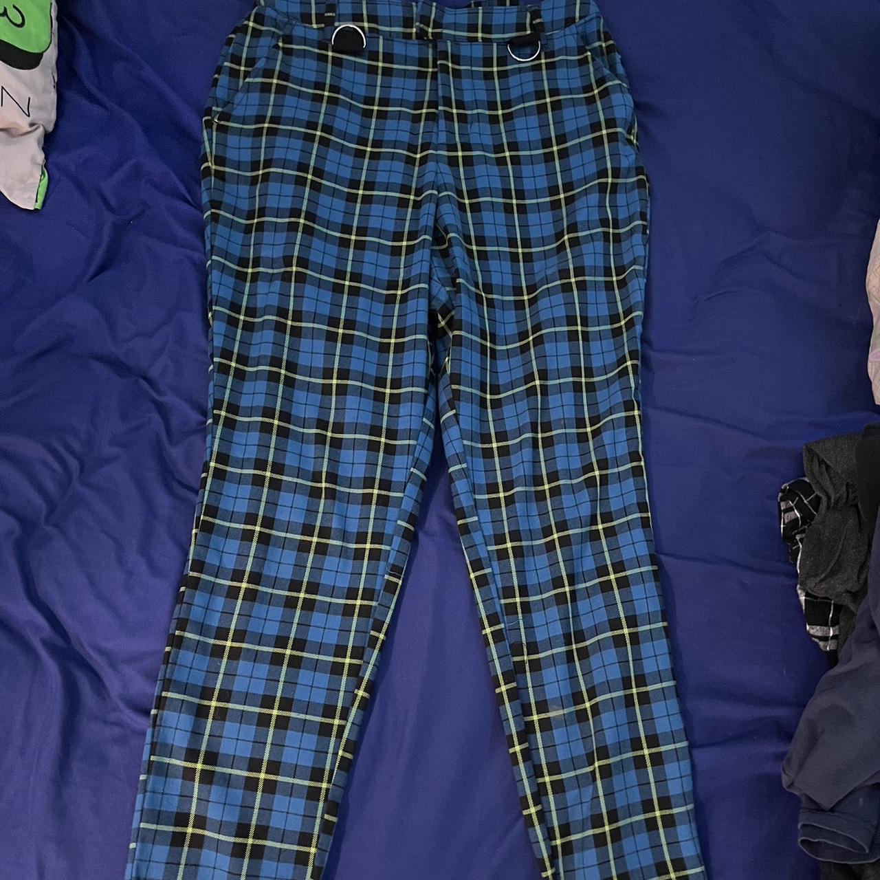 Blue and green hot sale plaid pants womens