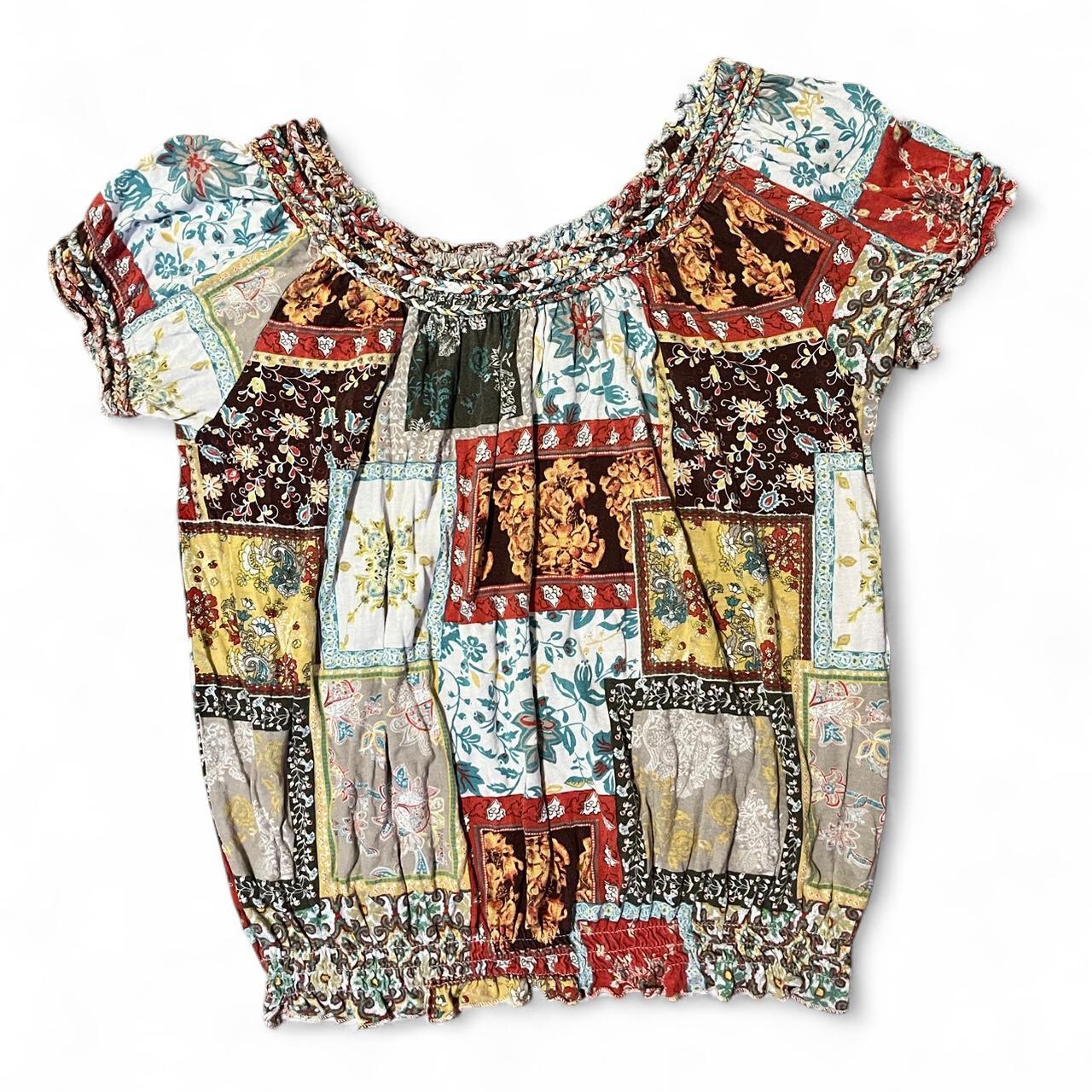 Women's Blouse - Multi - M – Patchwork blouse wit… - image 1