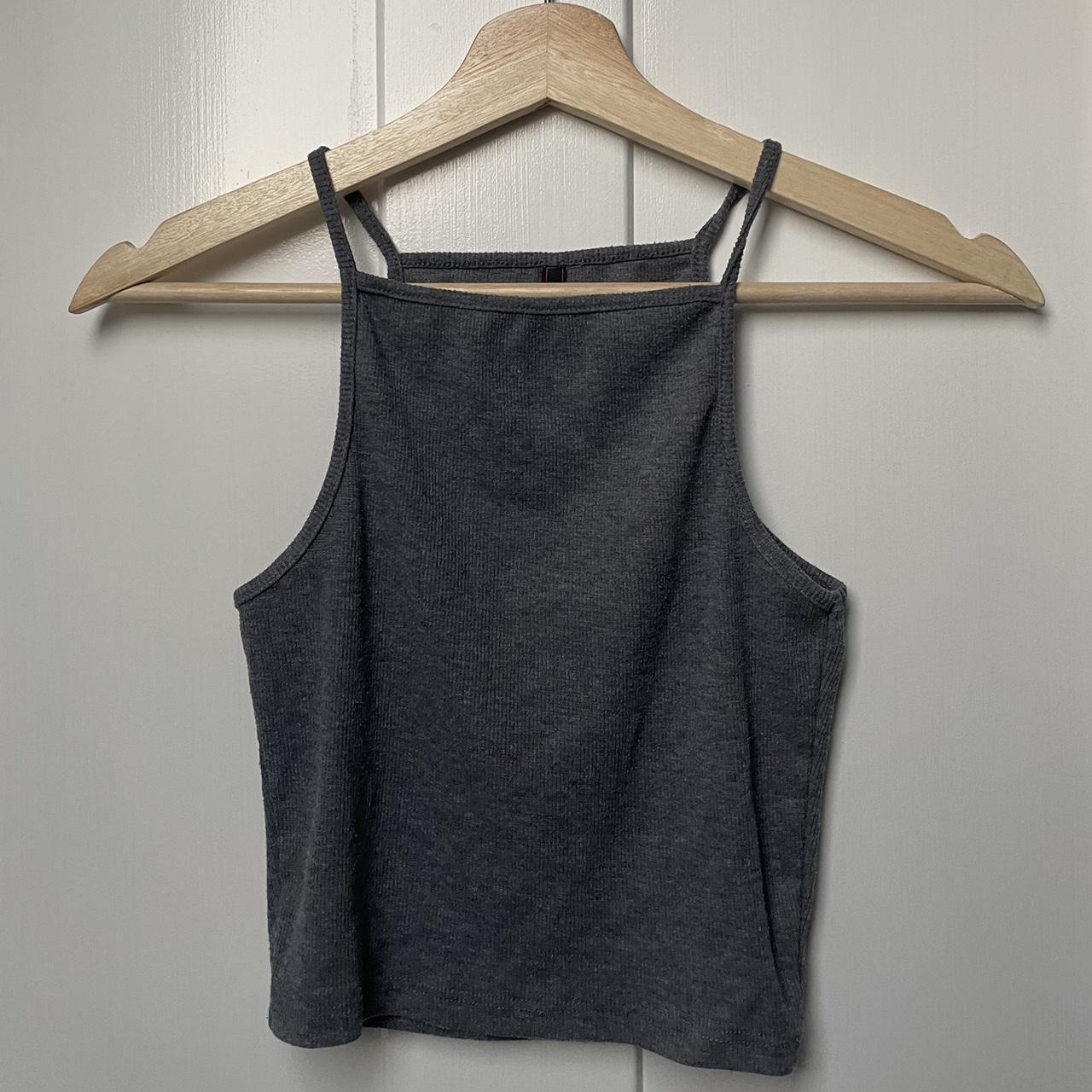 VINTAGE HALTER CROP SHOULDER TOP SIZE XS GREY #zara... - Depop