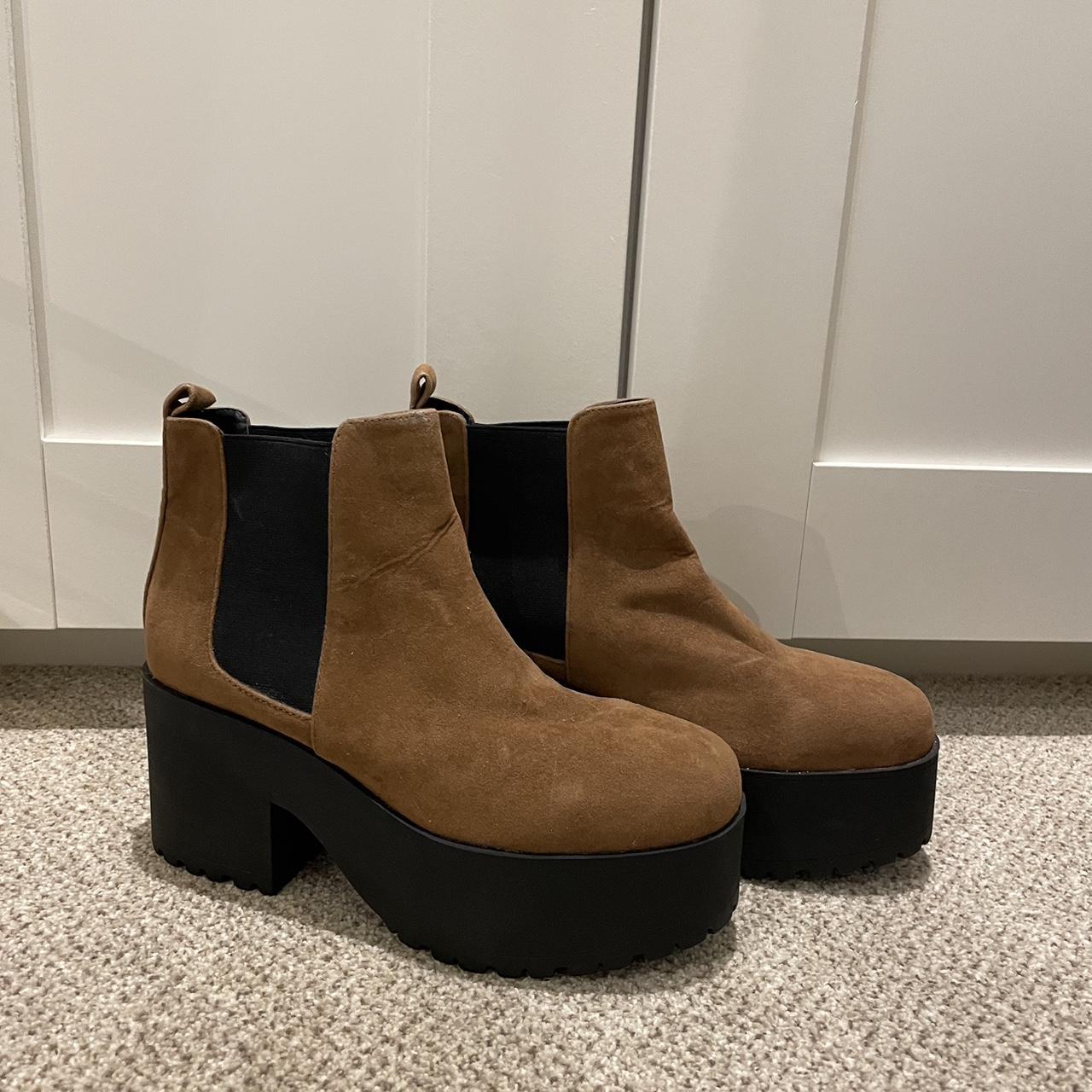 PULL&BEAR BROWN SUEDE PLATFORM SHOES / BOOTS SIZE... - Depop