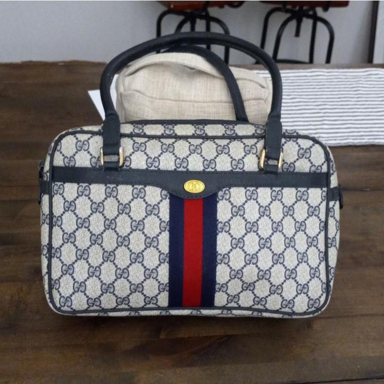 Vintage Gucci Navy Boston Bag/monogram/ophidia/sherry 