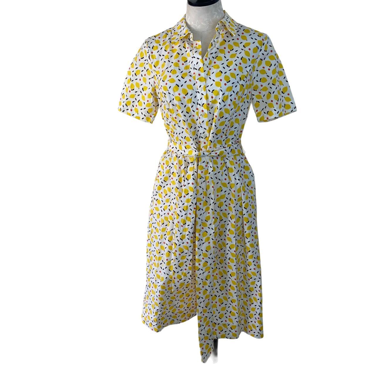 Boden Shirt Dress Size 6 White Lemon Print Anastasia