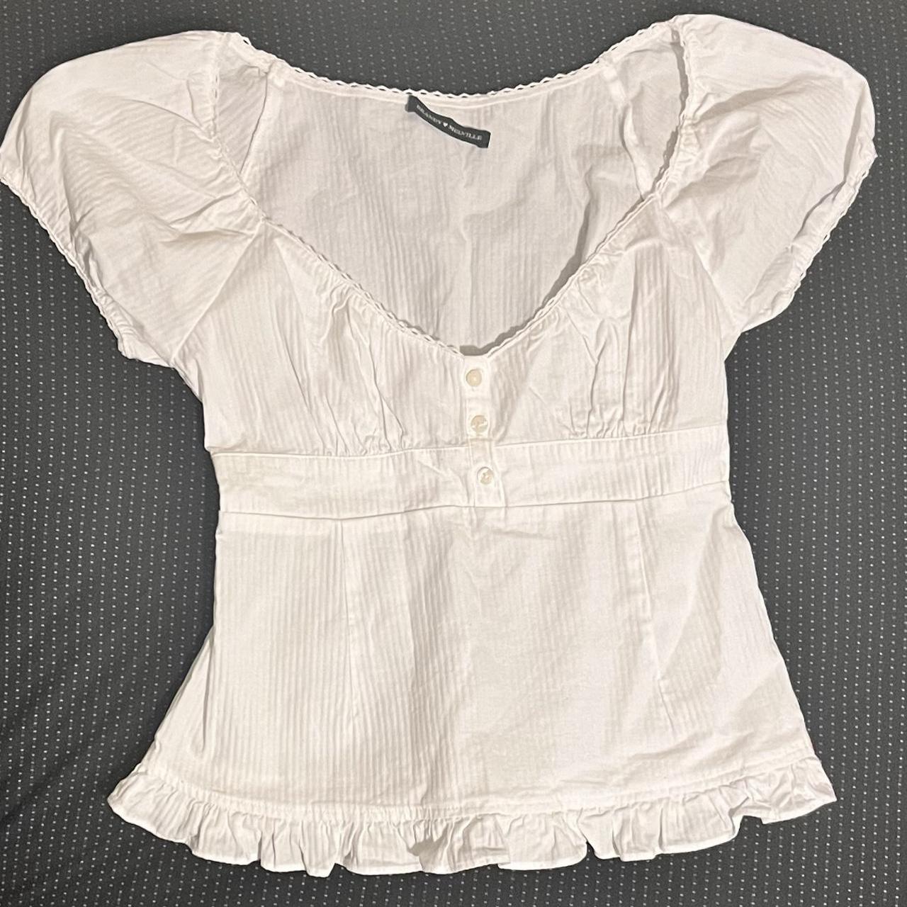 Brandy Melville Blair Cotton Ruffle Top New, never... - Depop