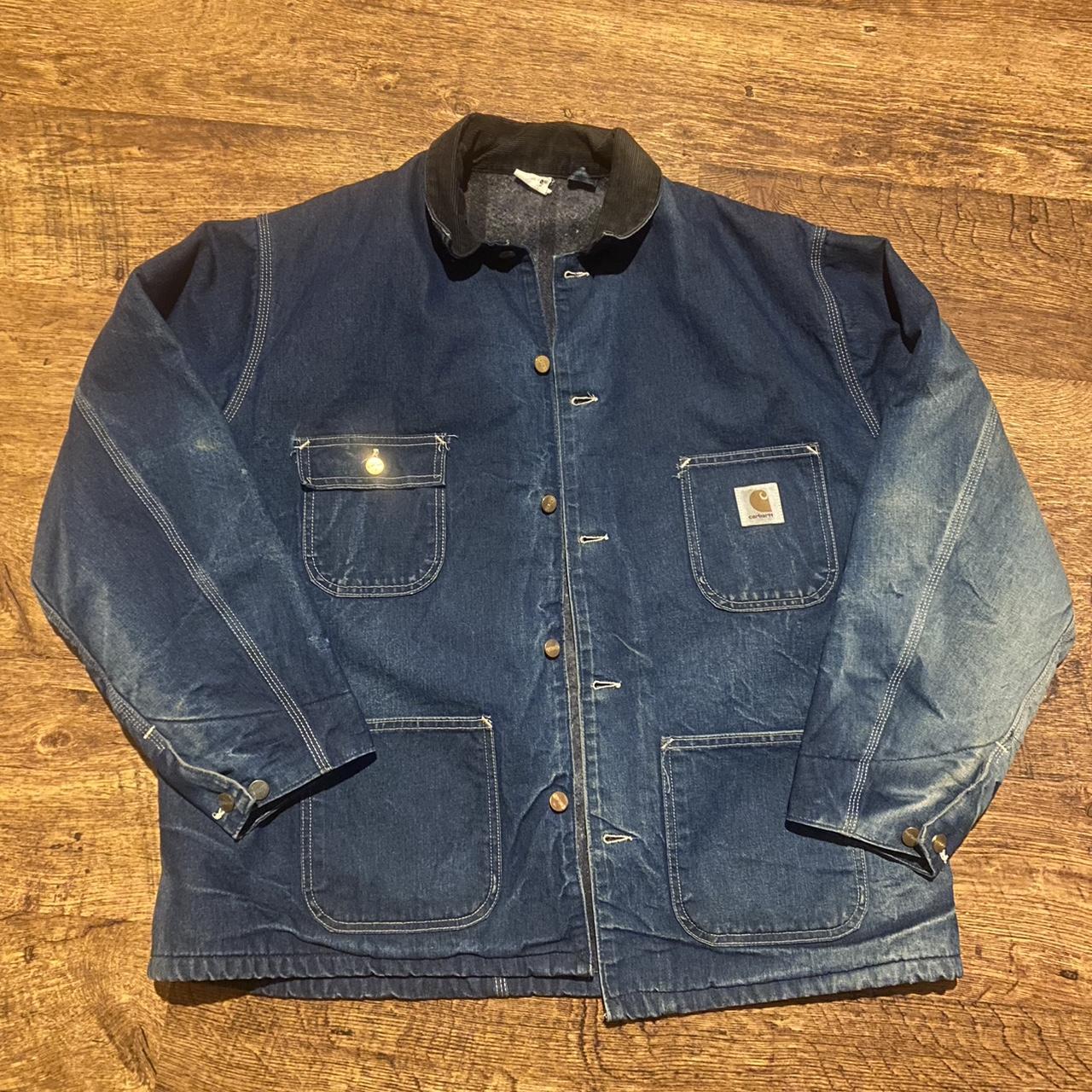 Vintage Carhartt Denim Blanket Lined Chore Jacket,... - Depop