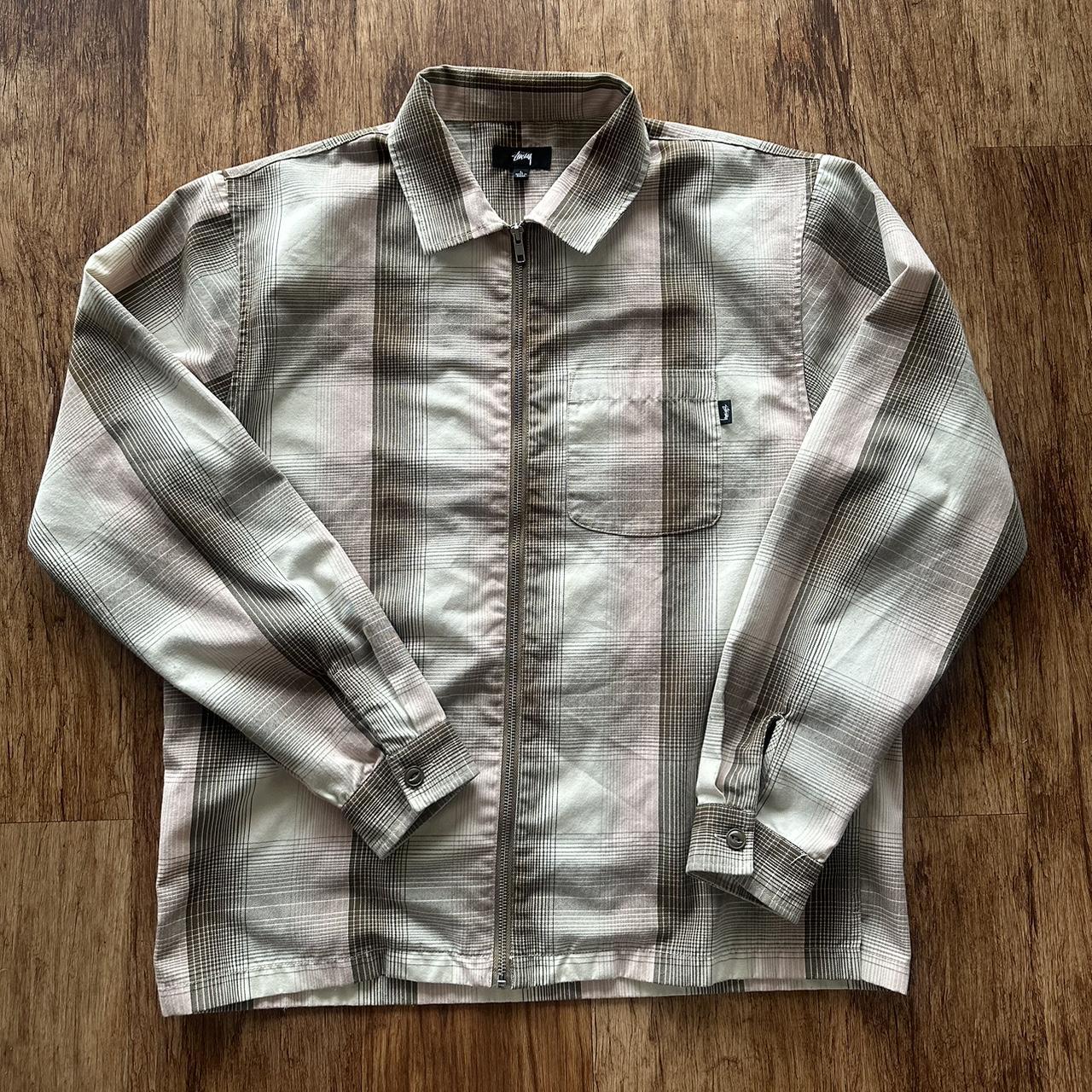 Stussy plaid zip up shirt Great condition Fits... - Depop