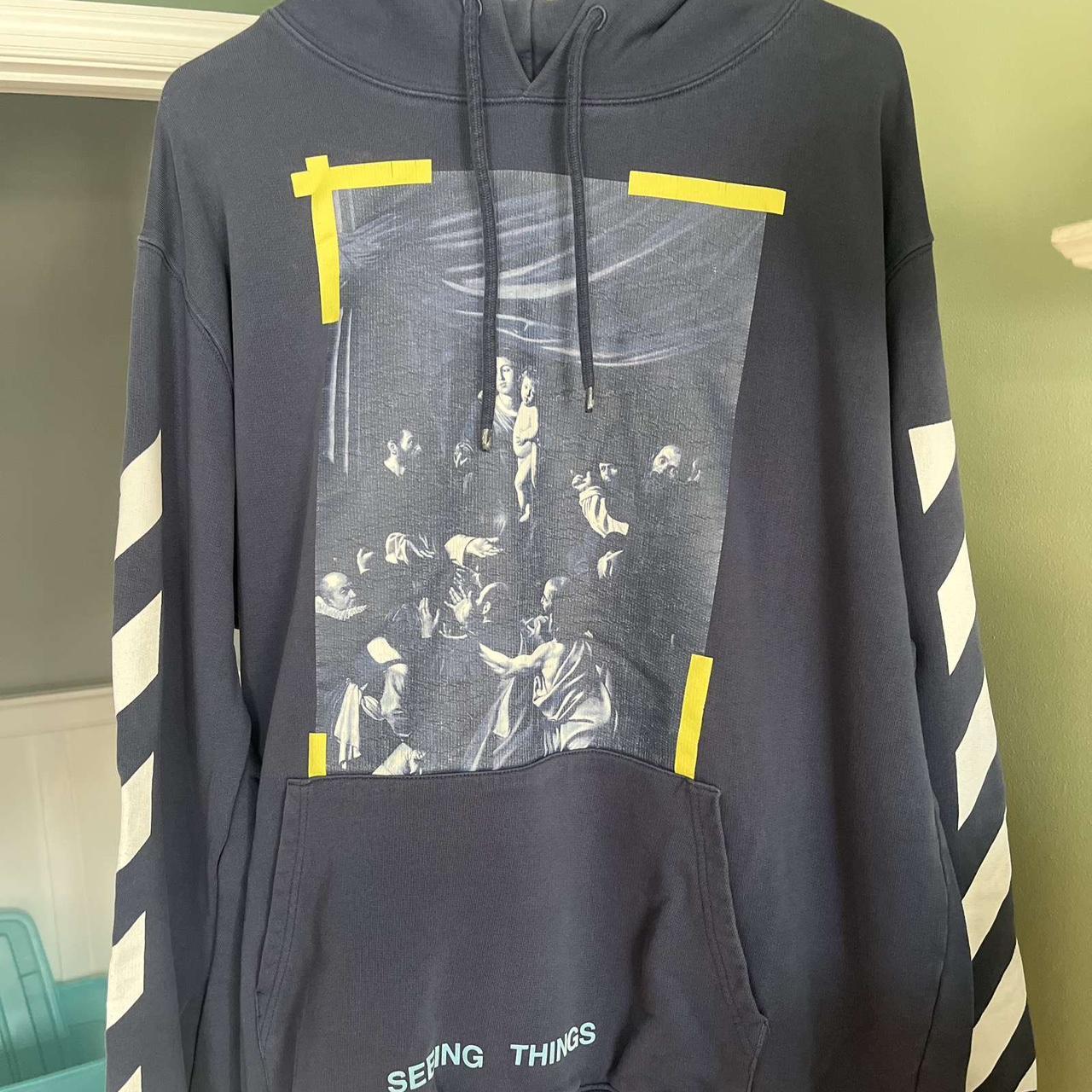 Off White seeing things navy hoodie size L only