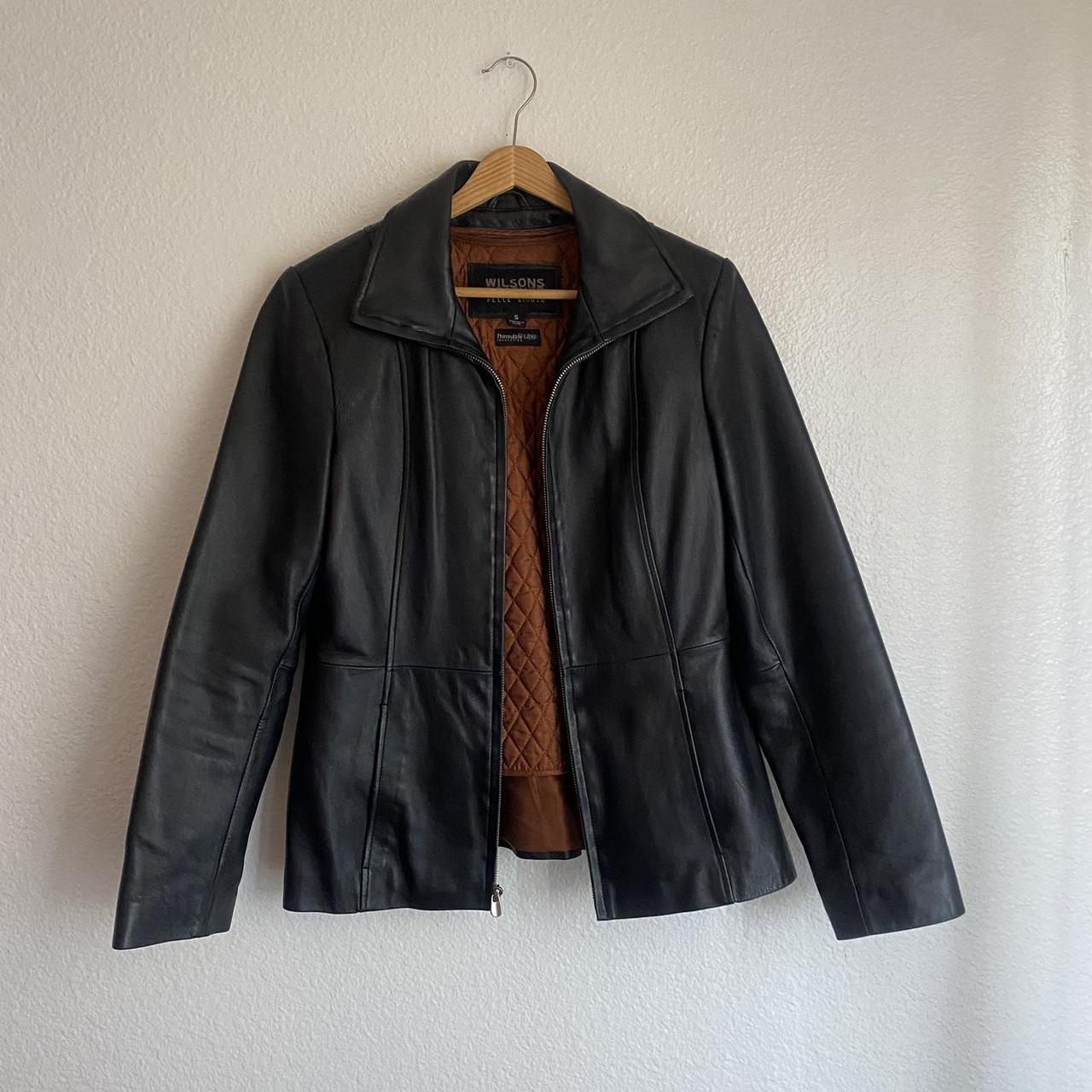 Gorgeous vintage Wilson’s black leather jacket... - Depop