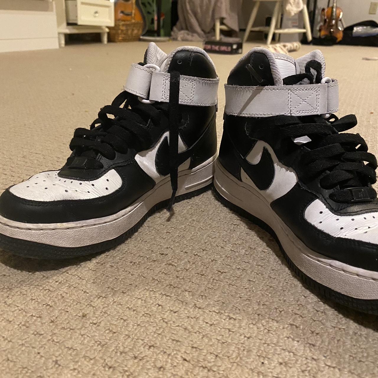 hightop black and white air forces