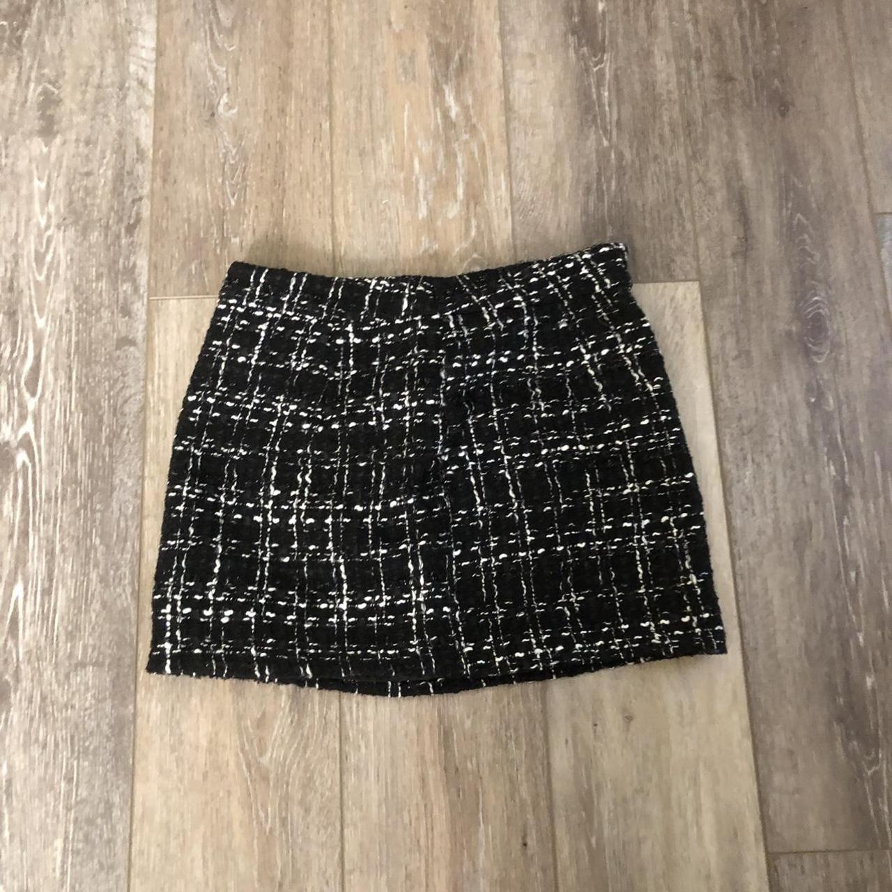 black n white mini skirt from shein size xxs... - Depop