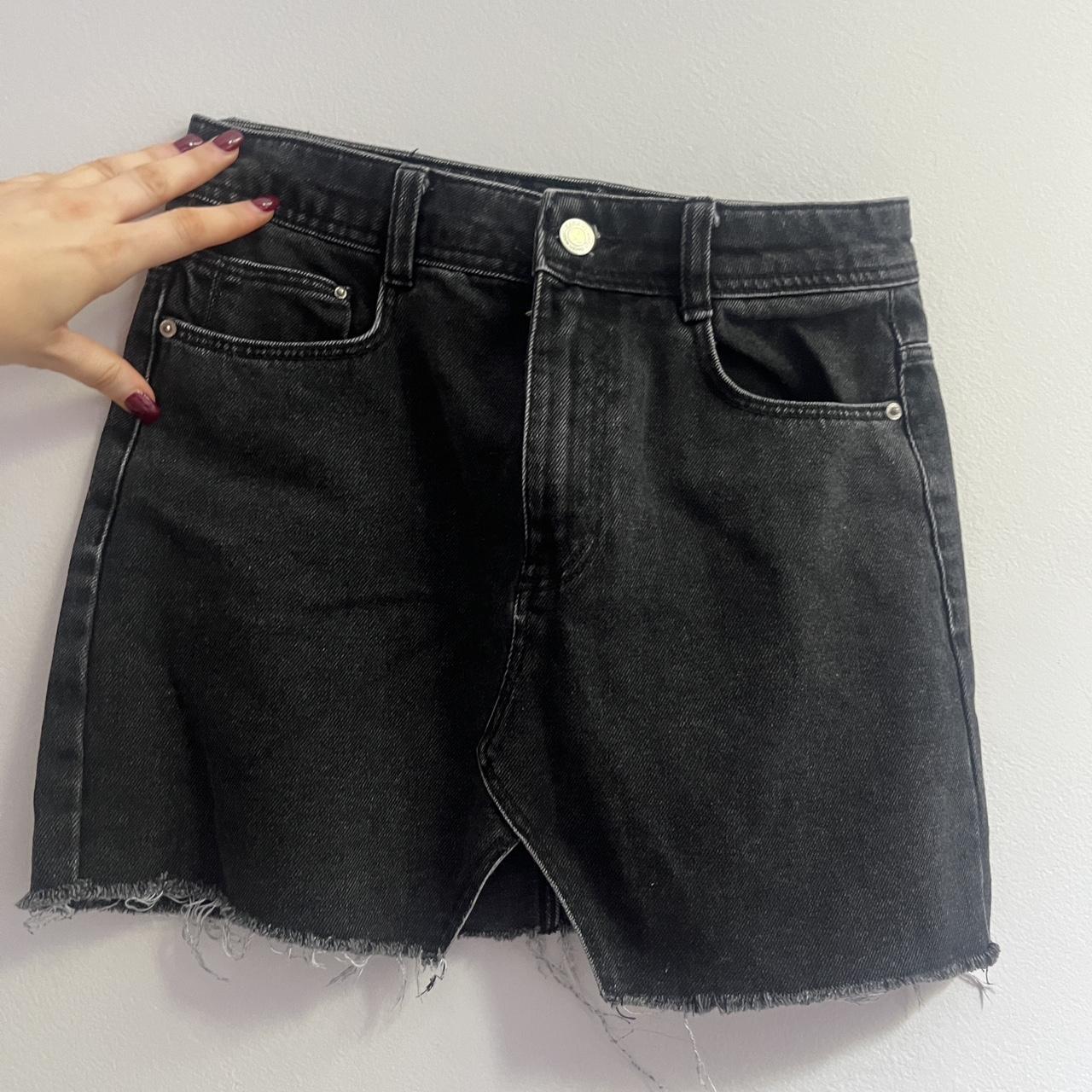 Black denim mini skirt zara best sale