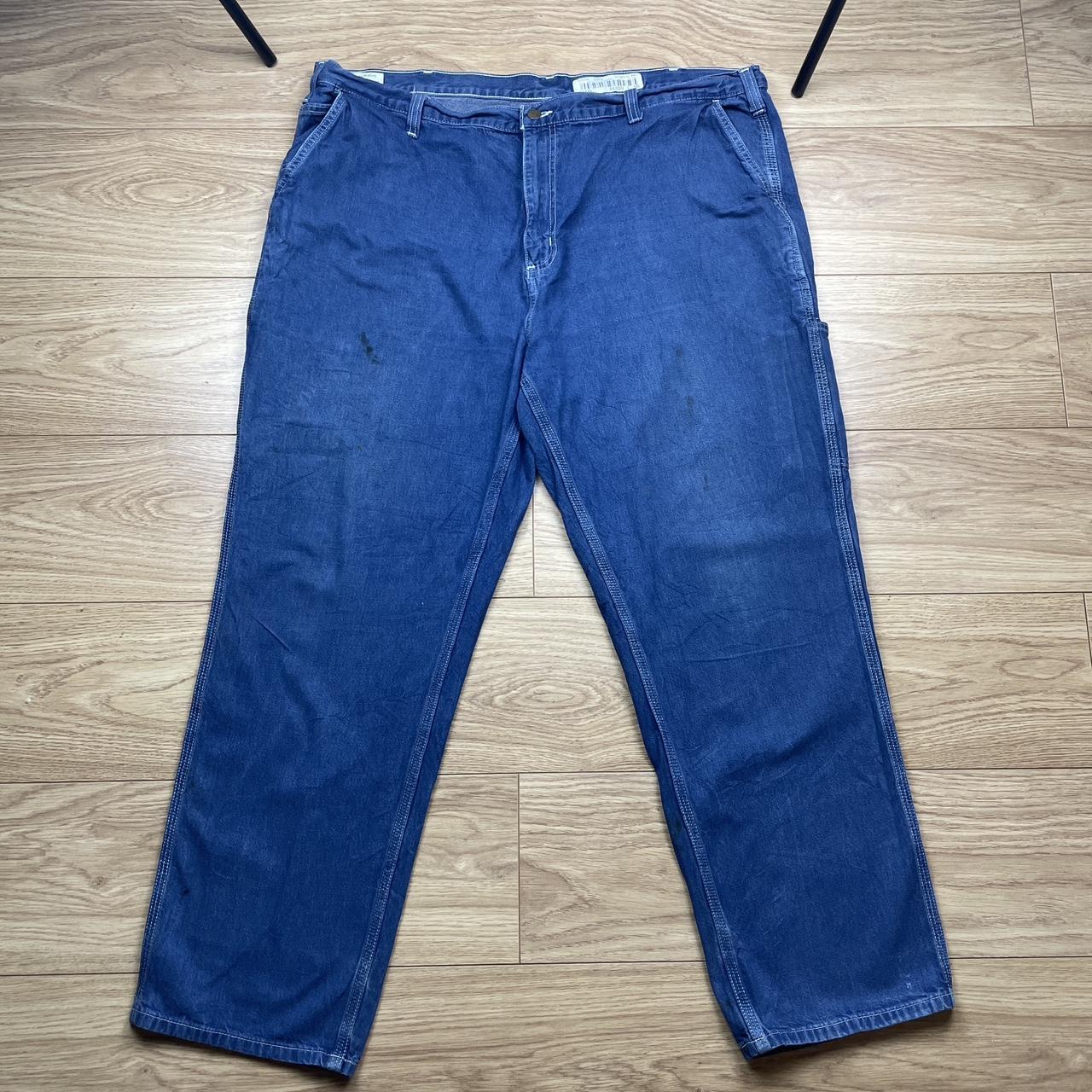 Carhartt Dark Blue Workwear Trousers Original... - Depop
