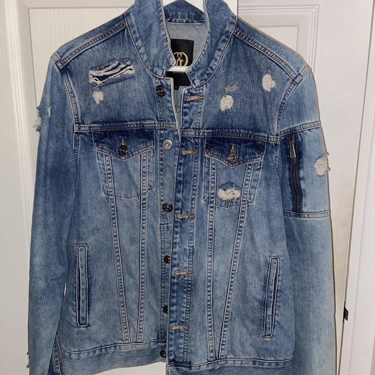 Glorious gangster blue denim jacket with print on... - Depop