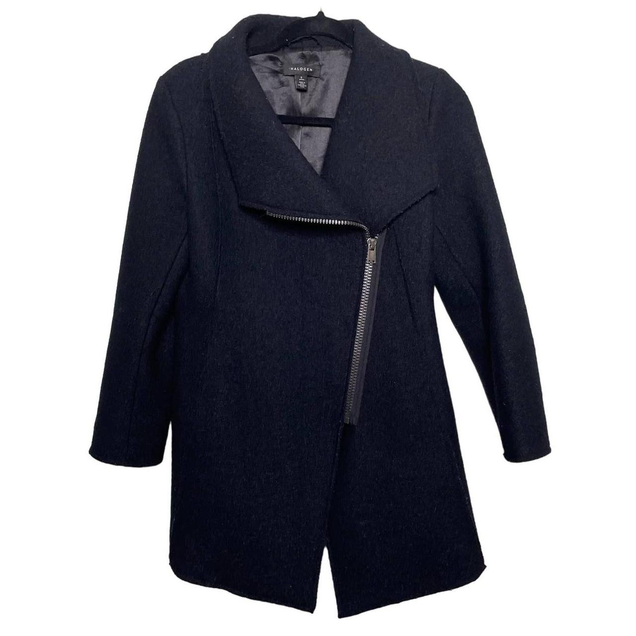 Halogen asymmetrical clearance wool coat