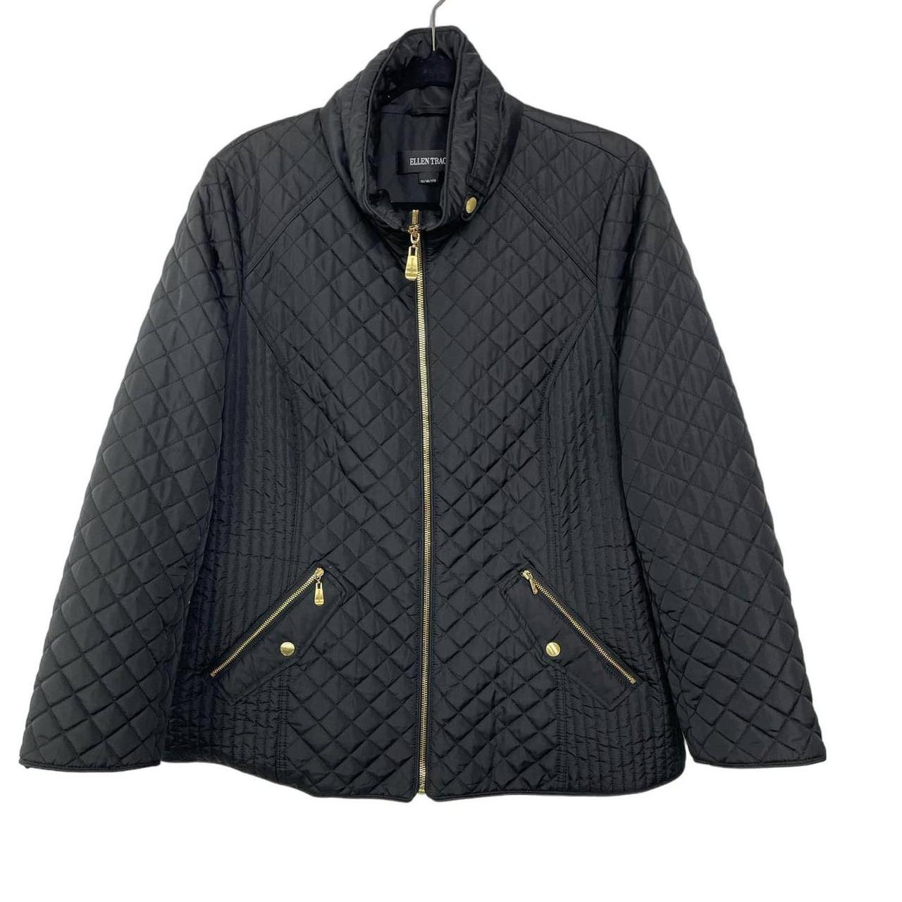 Ellen Tracy Jacket Quilted Puffer Full Zip Mock Neck