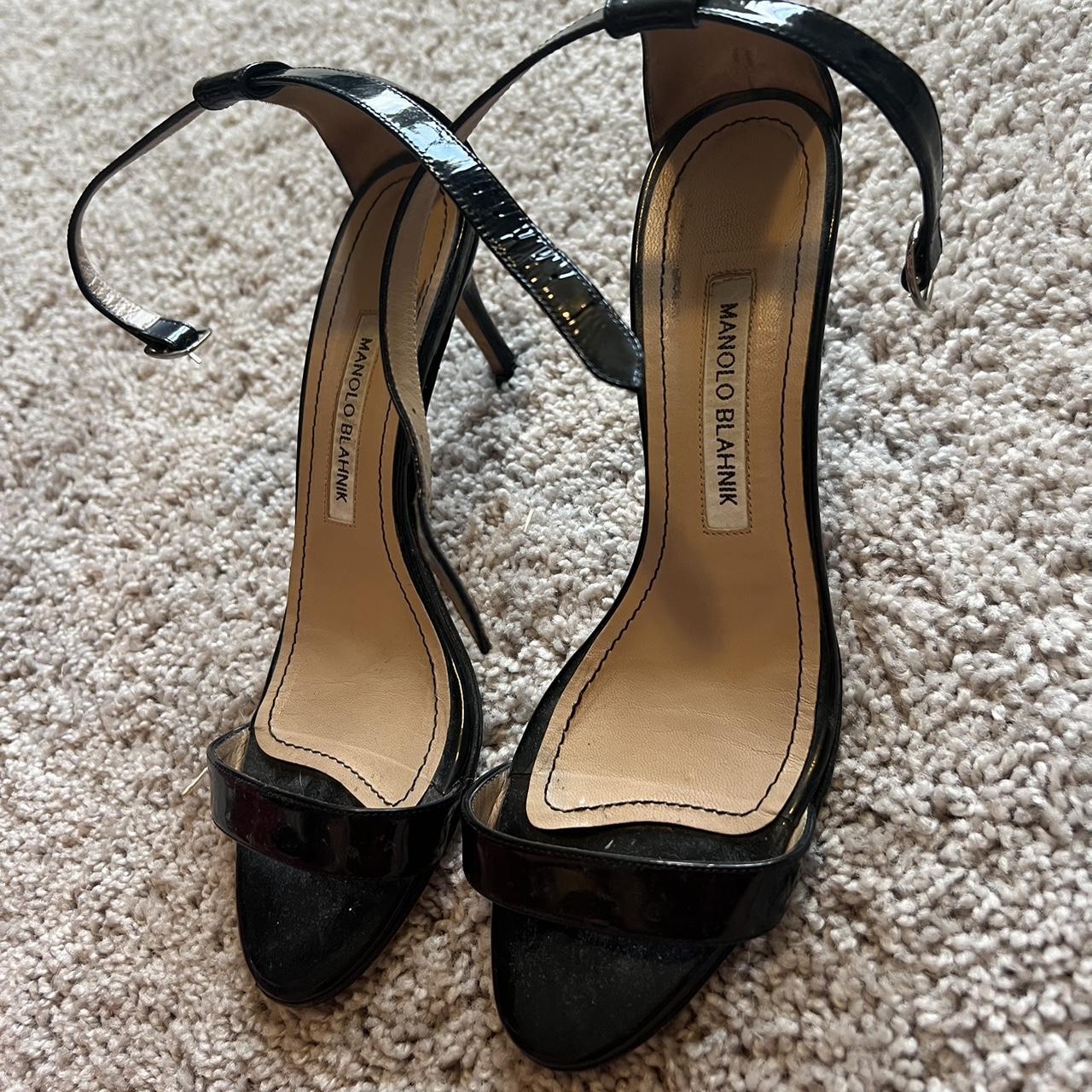 Manolo Blahnik Black Kitten Heel Sandals - 37.5 (I... - Depop