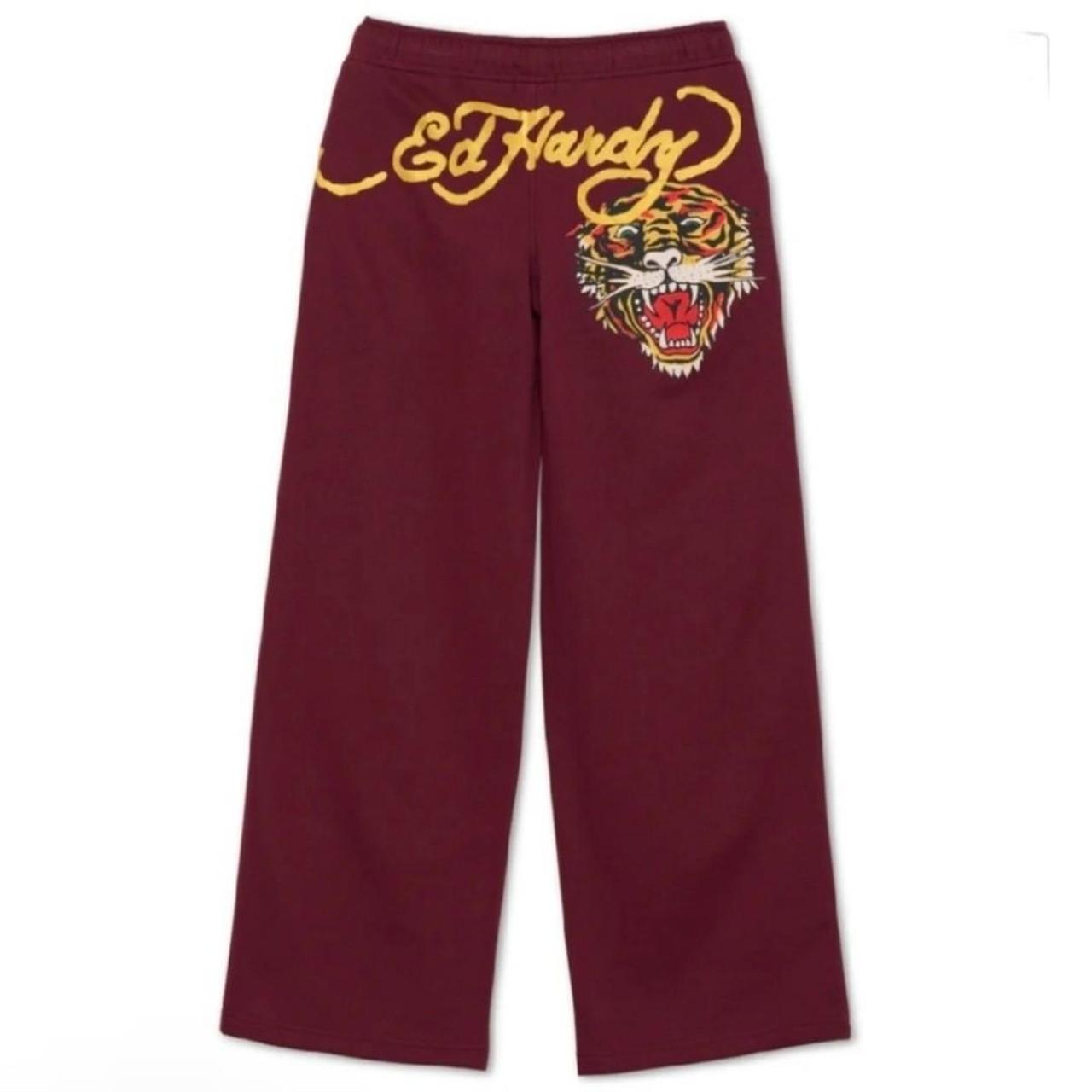 Ed Hardy Retro Tiger Flare Sweatpants Womens Size Depop