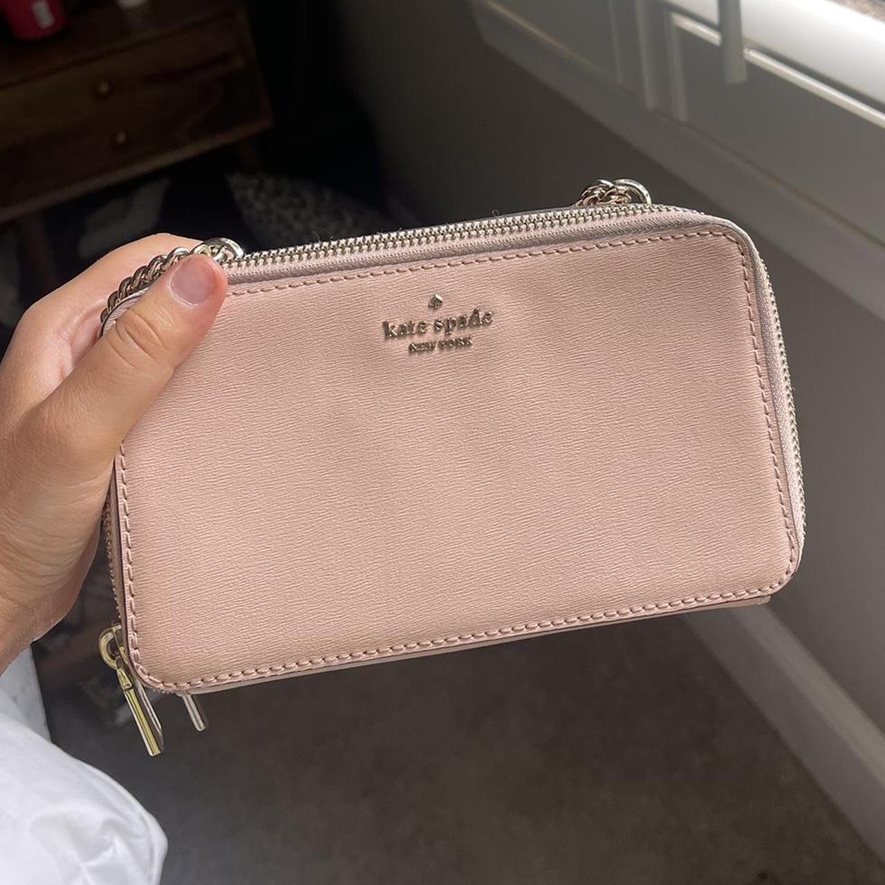 Pale pink Kate Spade purse with a chain strap Depop