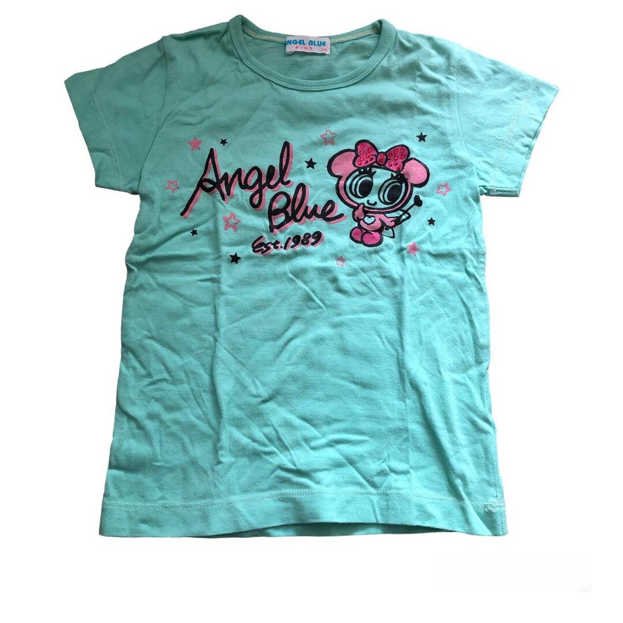 Angel blue Japan T-shirt , Size kids 130, Pit to pit