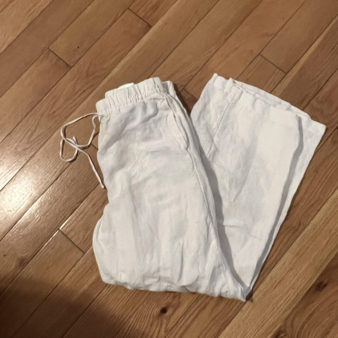 White linen h&m pants Perfect condition Small Depop