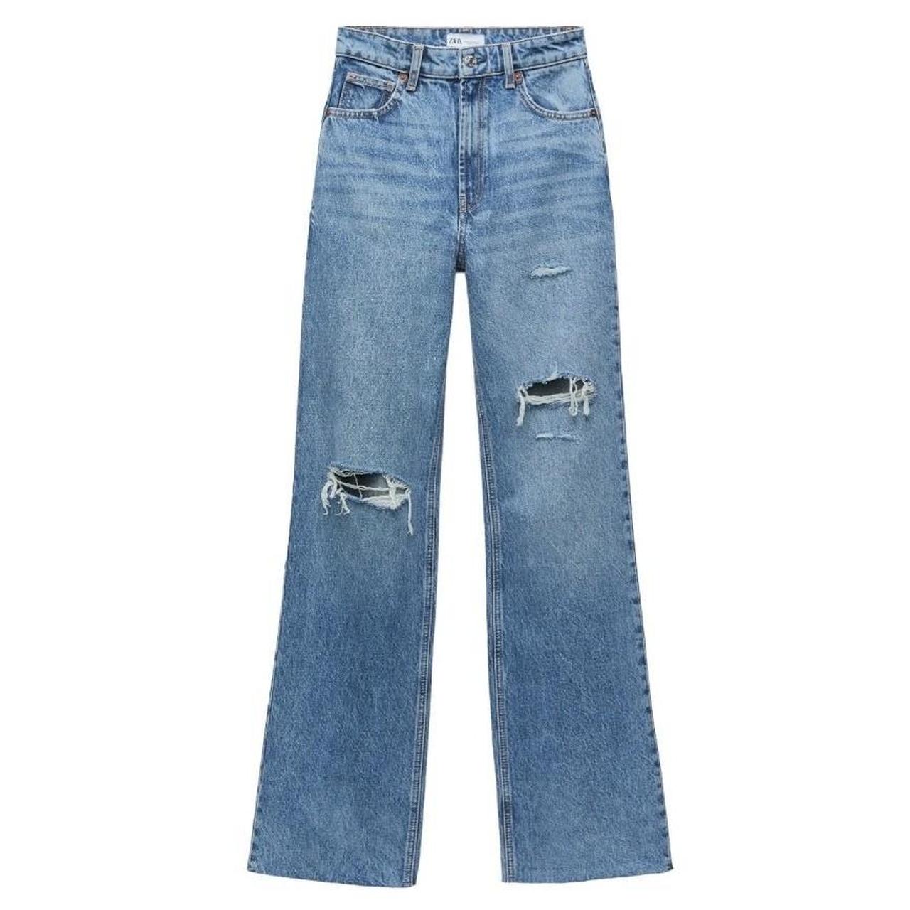 Brand New Zara High Waisted Wide Leg Ripped Jeans Depop