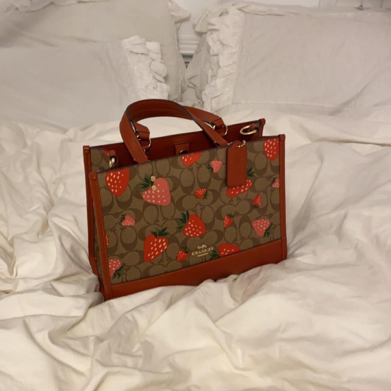 ★キュートな苺★Coach Dempsey Carryall Strawberry Print Bag COACH Dempsey Signature Strawberry Print Carry All Tote