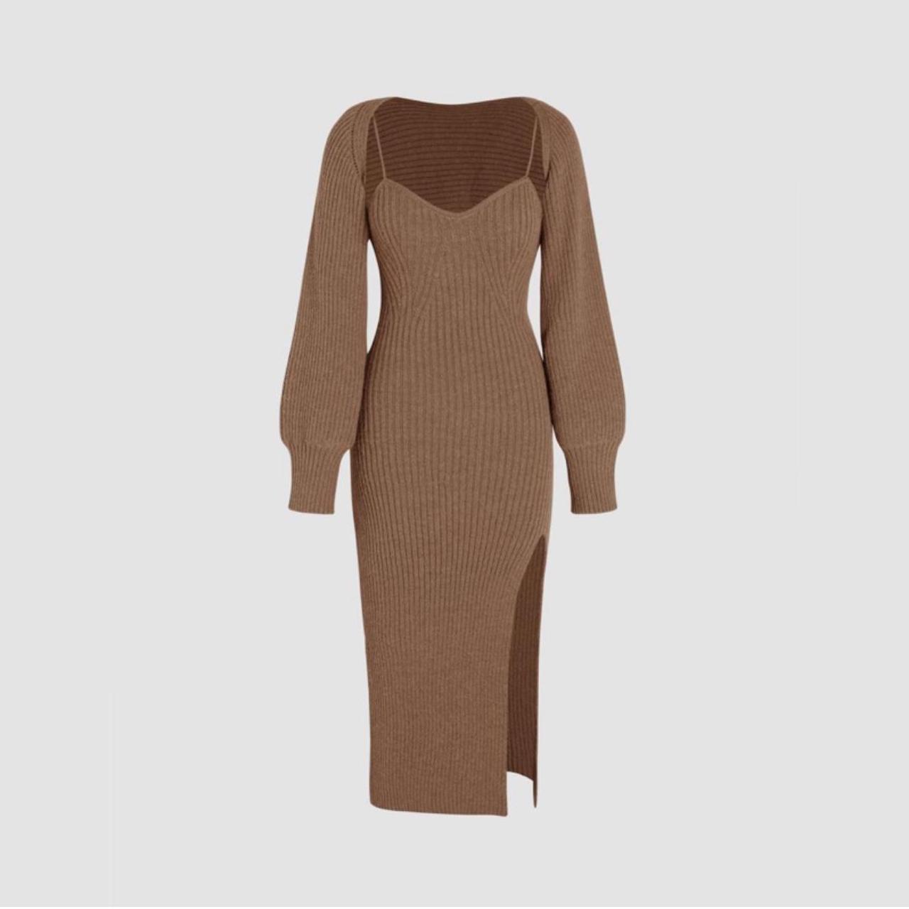 Cider two-pieced knitted dress set in coffee. Never... - Depop