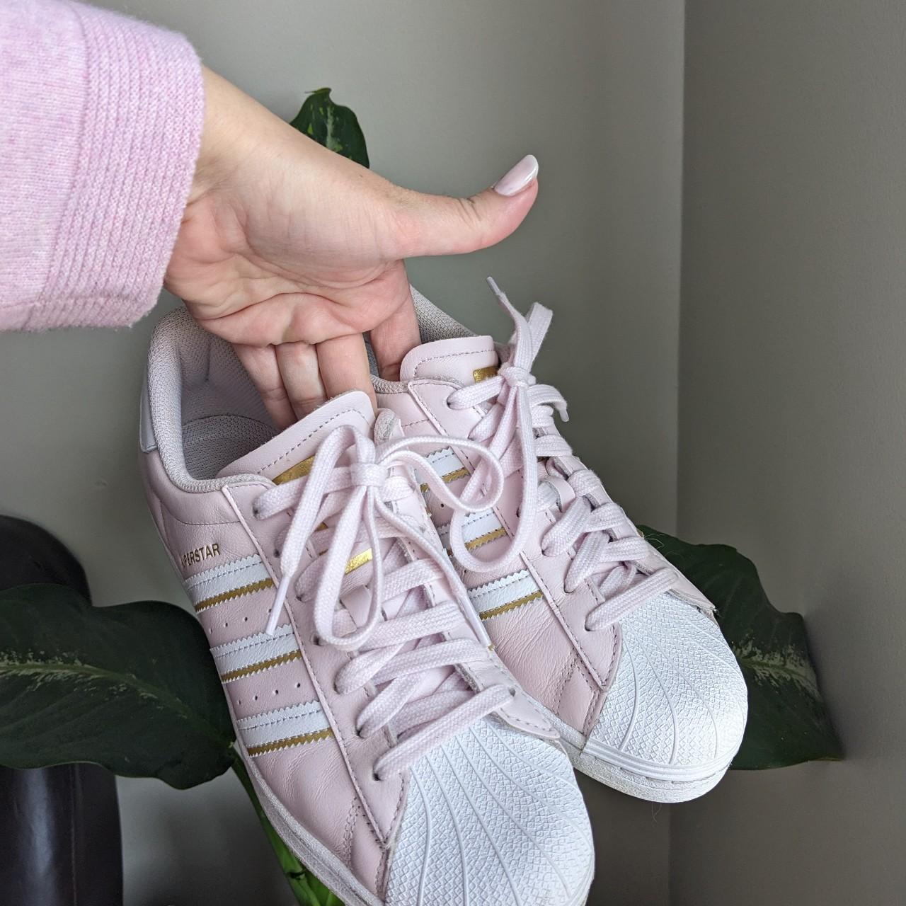 Adidas Superstars baby pink size US9. Worn a couple. Depop