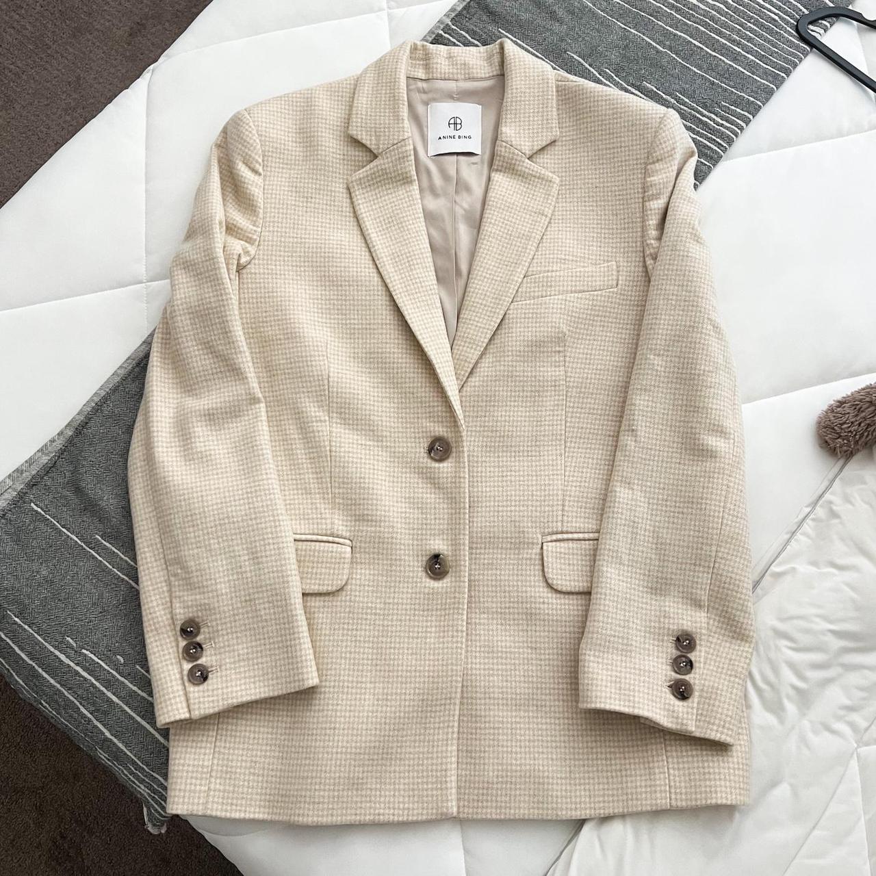 Anine Bing Sonora Blazer in Buttercream Houndstooth Depop