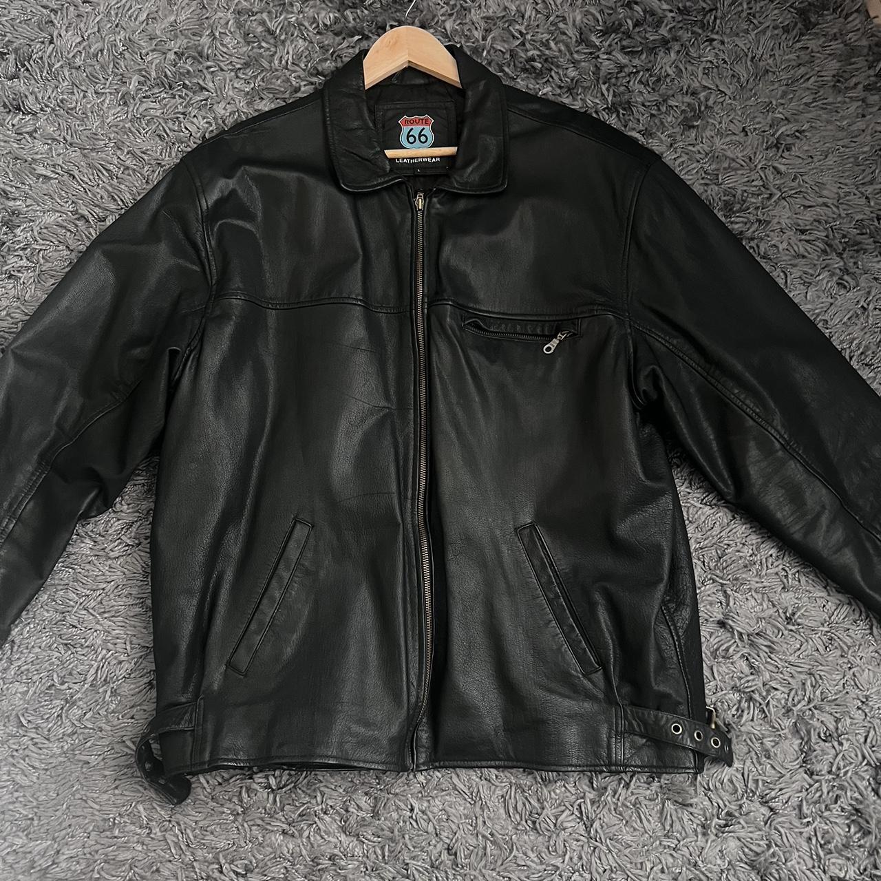 Route 66 vintage leather jacket very good condition - Depop