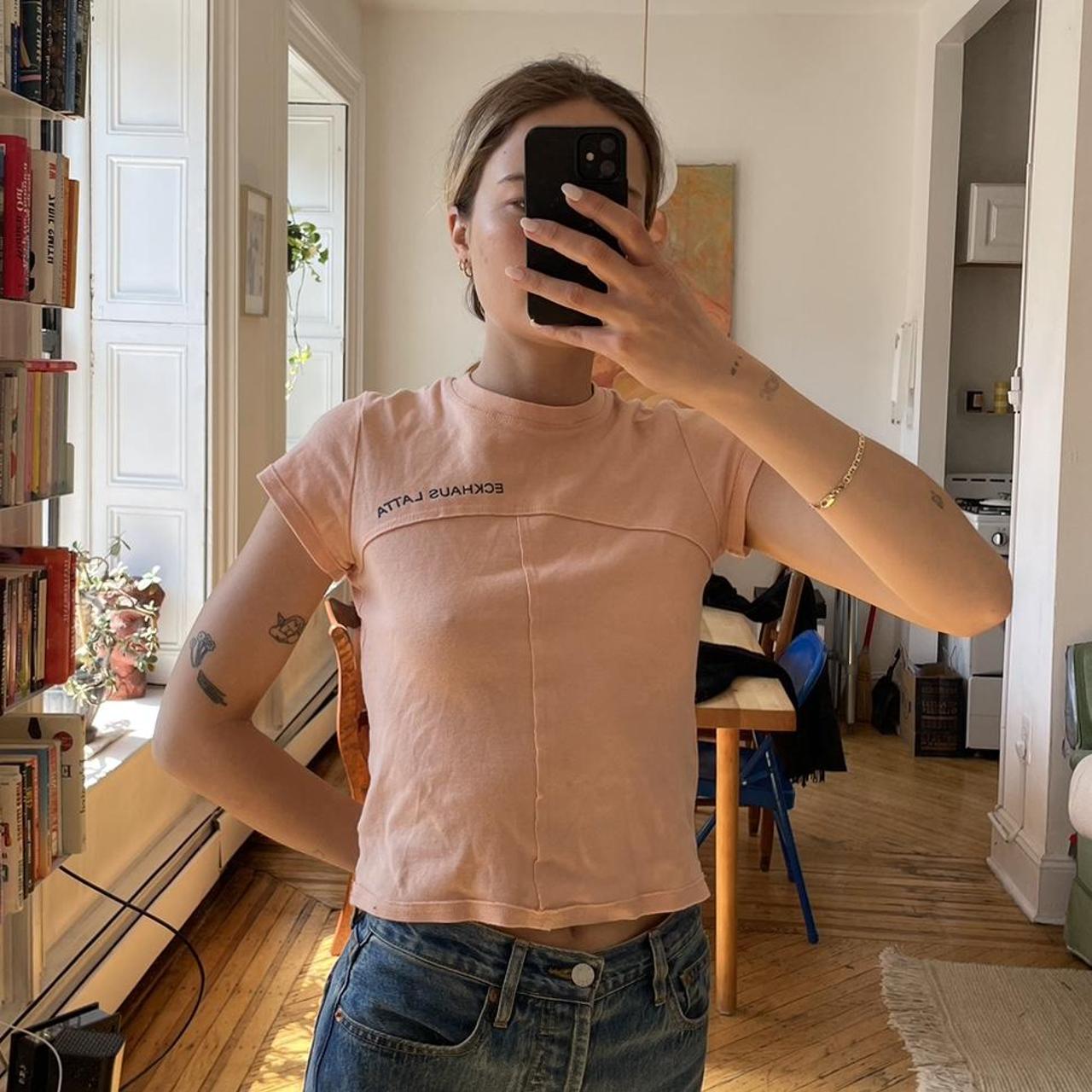 Eckhaus Latta Women's Pink and Orange T-shirt (2)