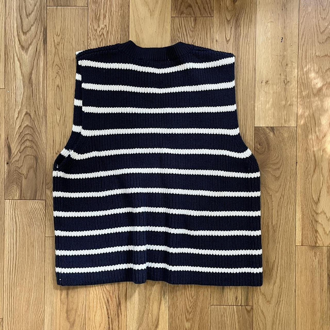 Zara Knit Striped Vest never worn navy Depop